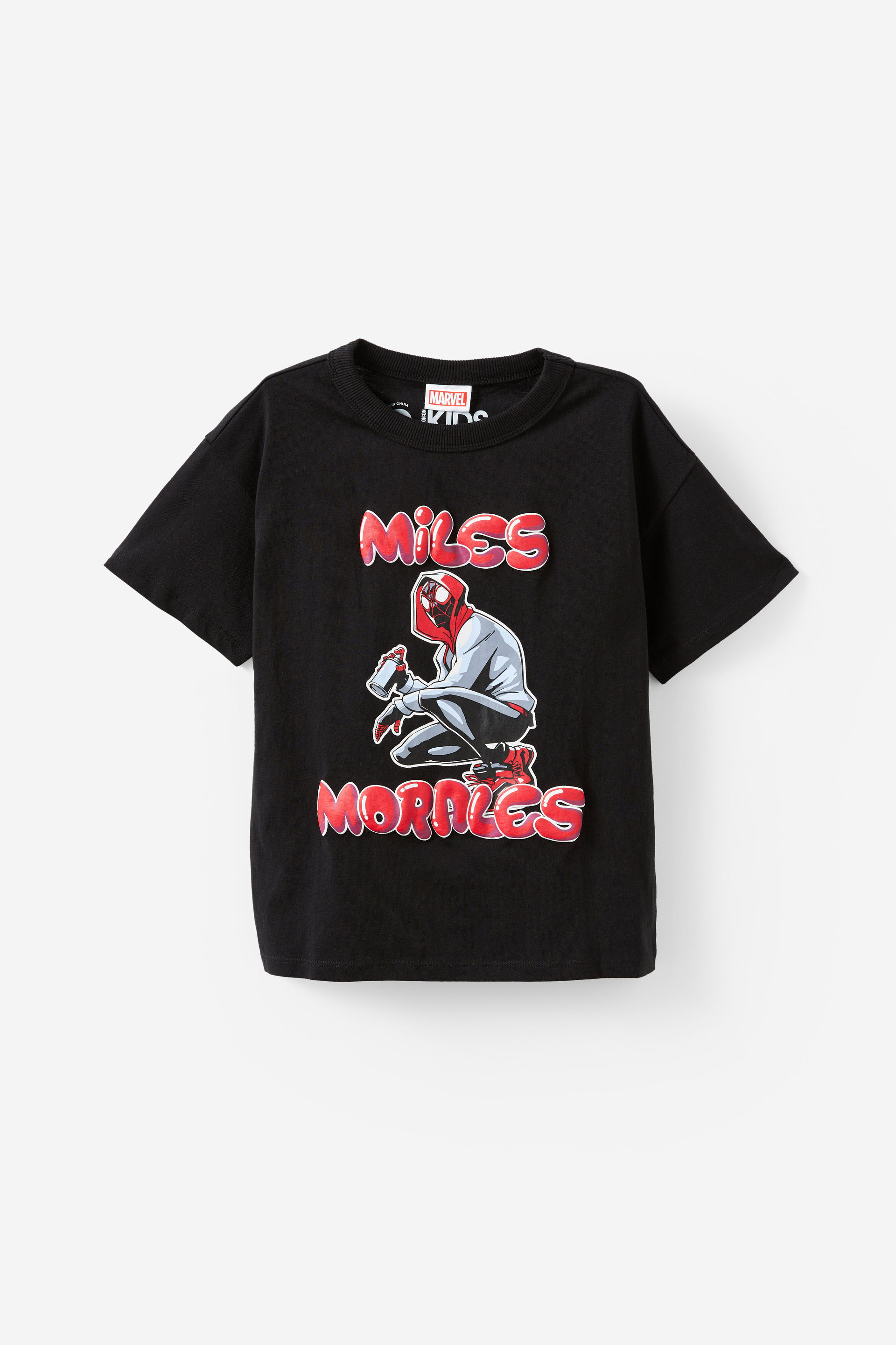 Licensed Drop Shoulder Short Sleeve Tee lcn mar black/spiderman miles morales