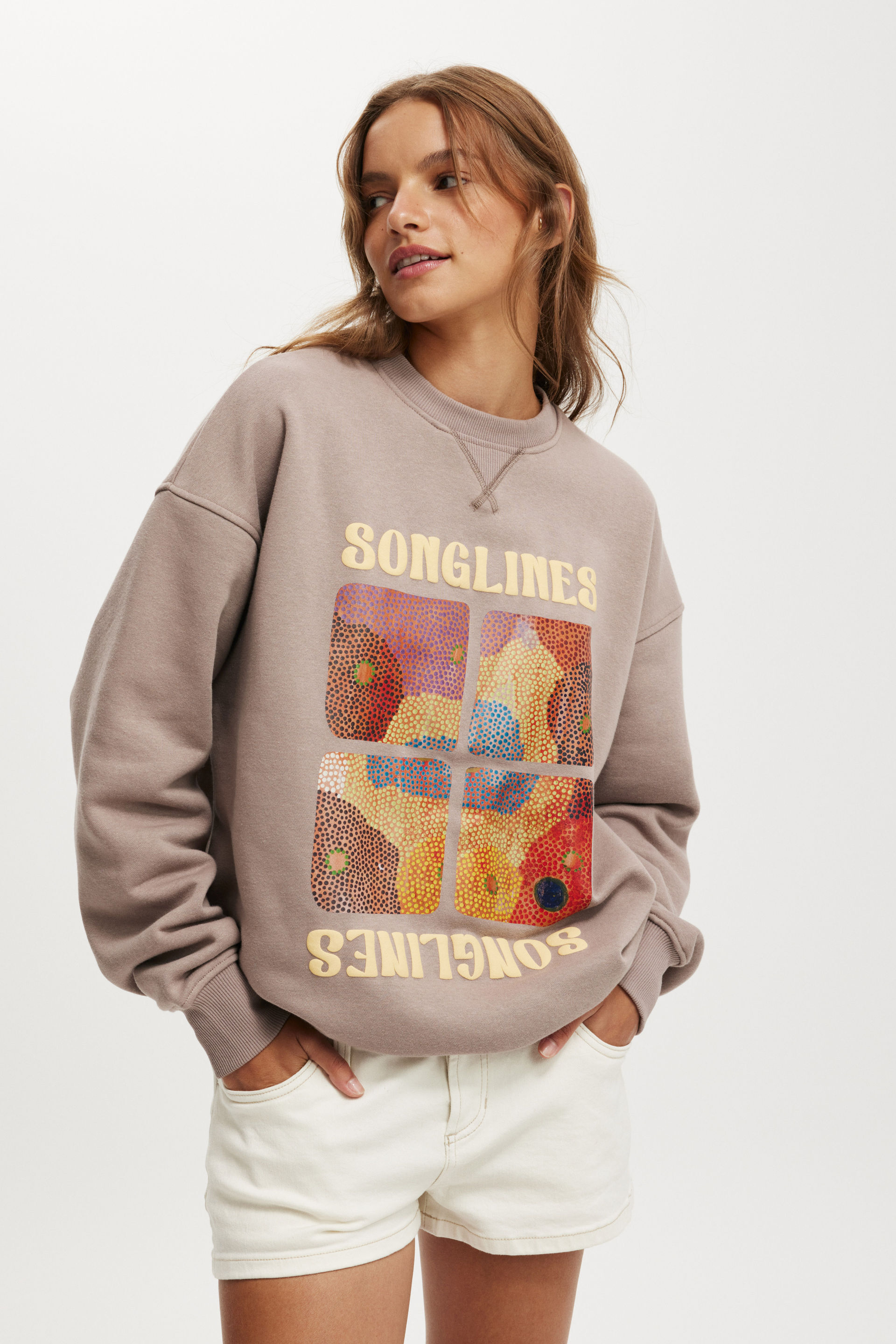 Bianca Simpson Crew Sweatshirt lcn bra bianca simpson songlines/washed mocha