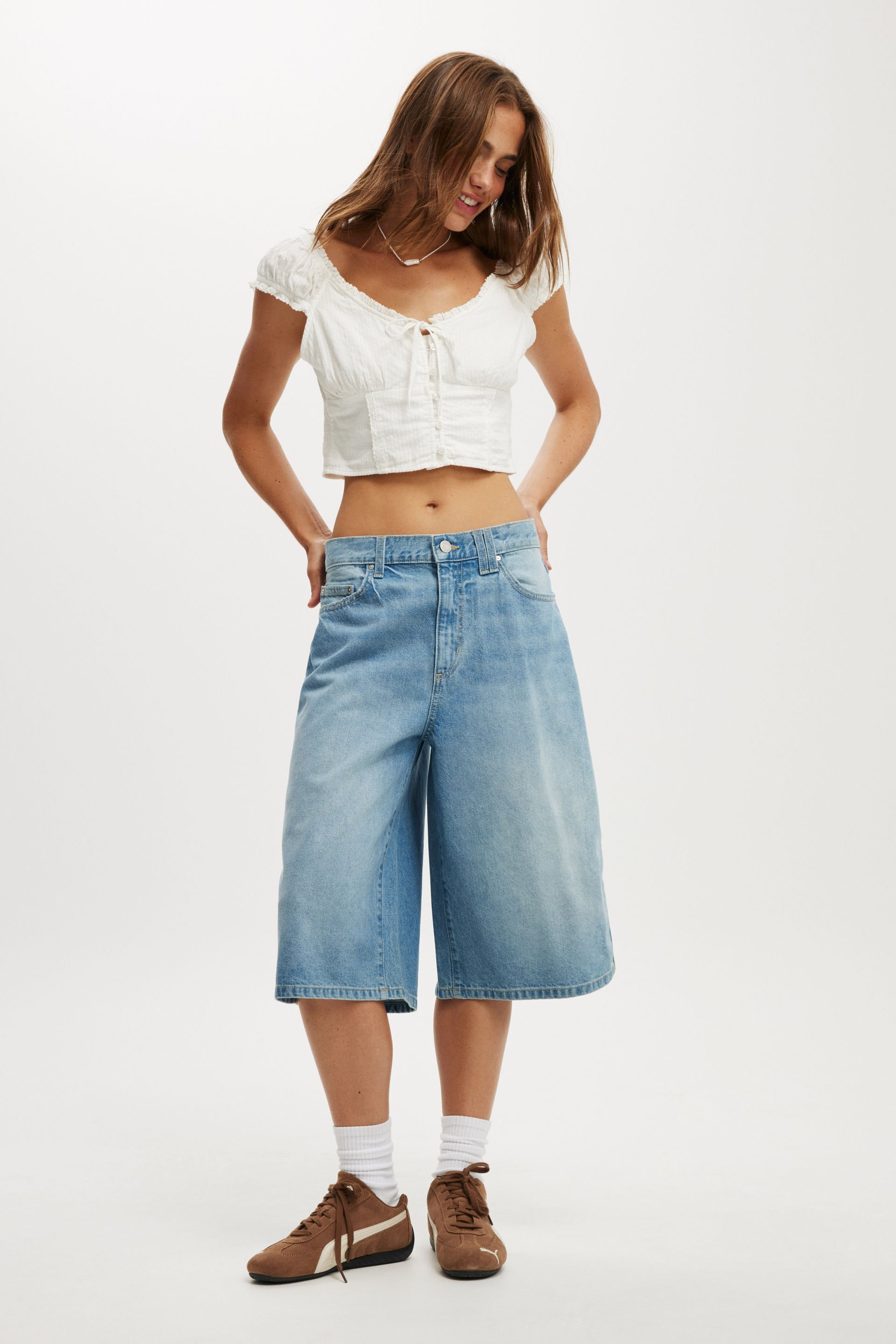 91 Baggy Denim Jort blue haze