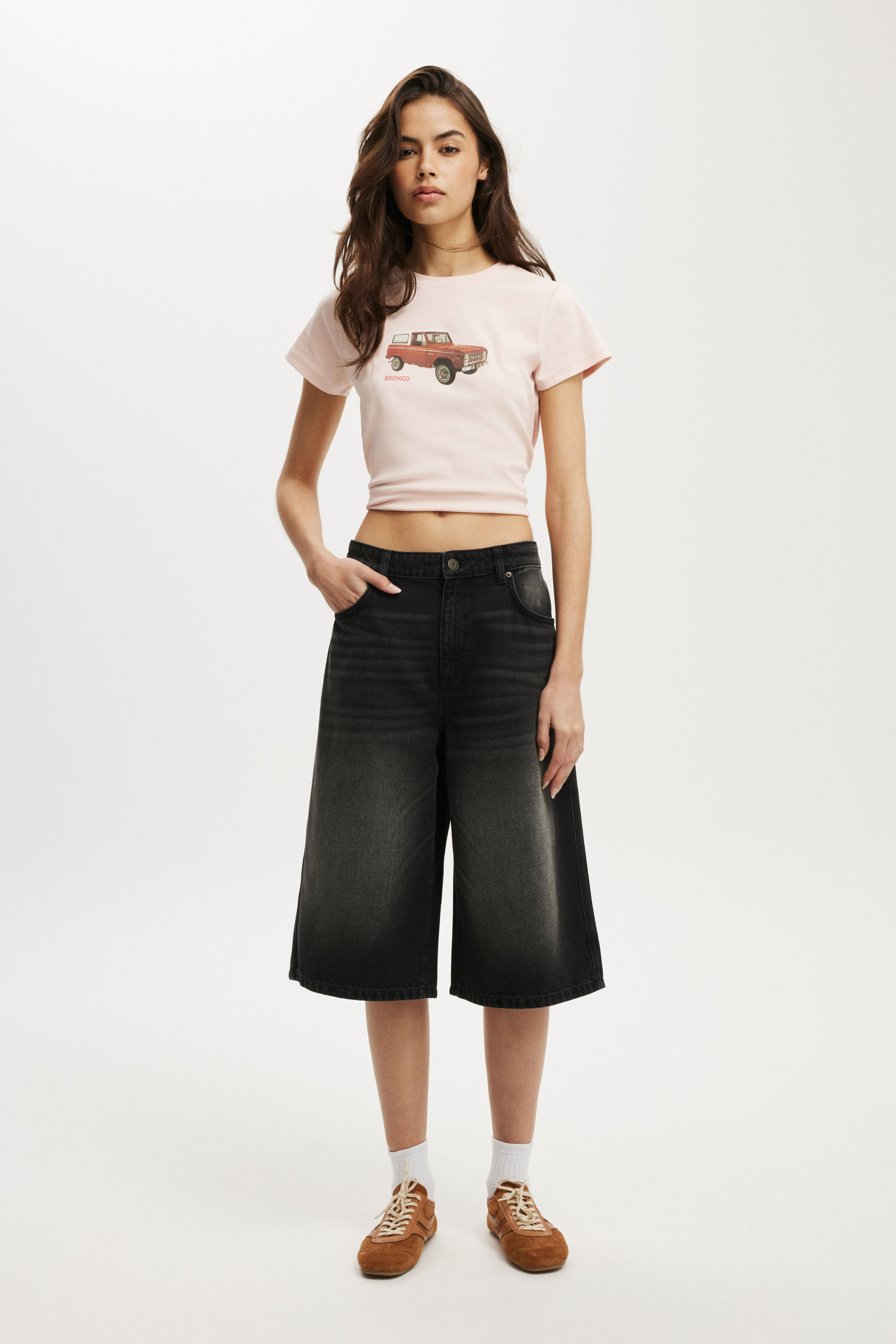 91 Baggy Denim Jort y2k washed black