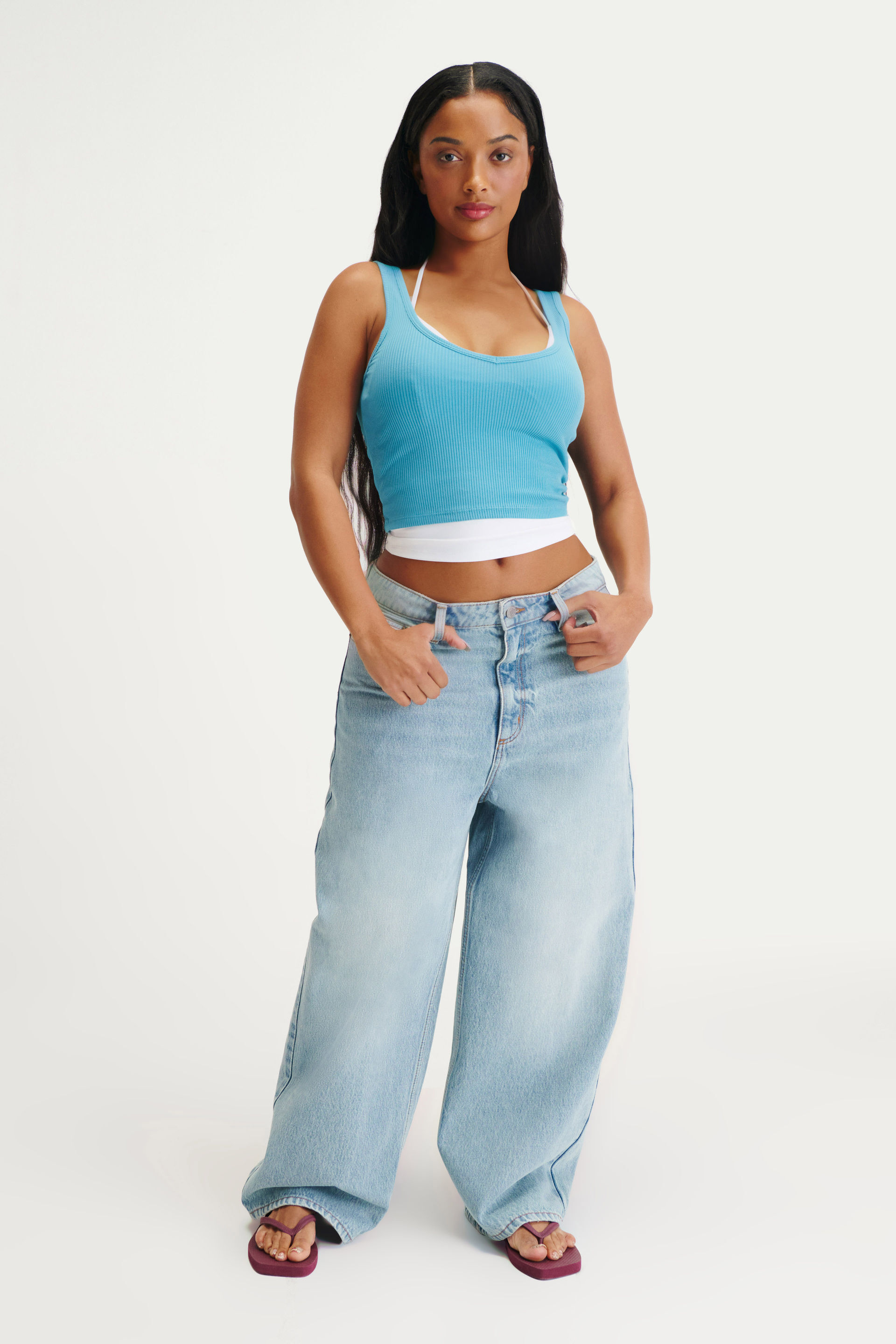 Curvy Boyfriend Super Baggy Jean olsen blue