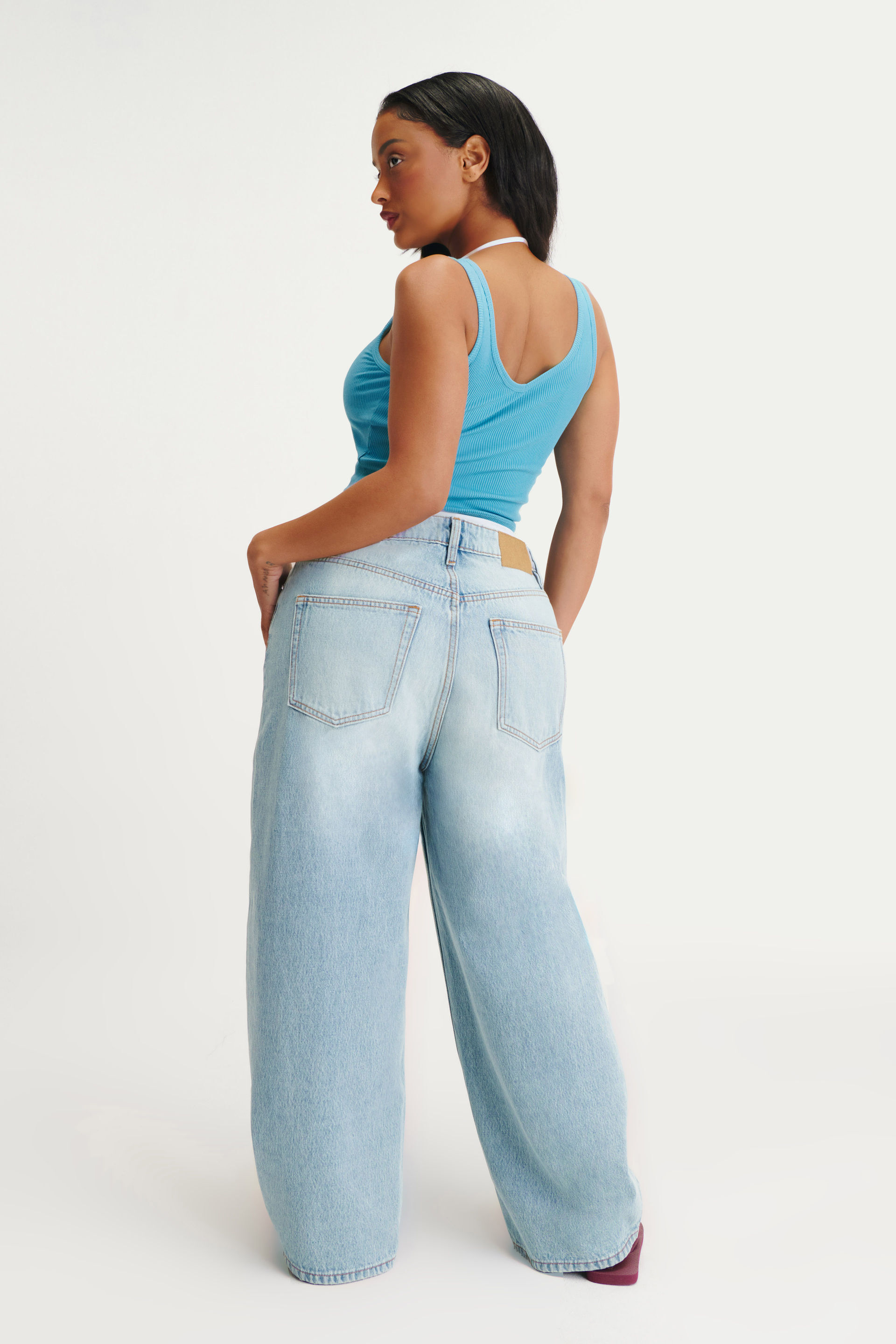 Curvy Boyfriend Super Baggy Jean olsen blue