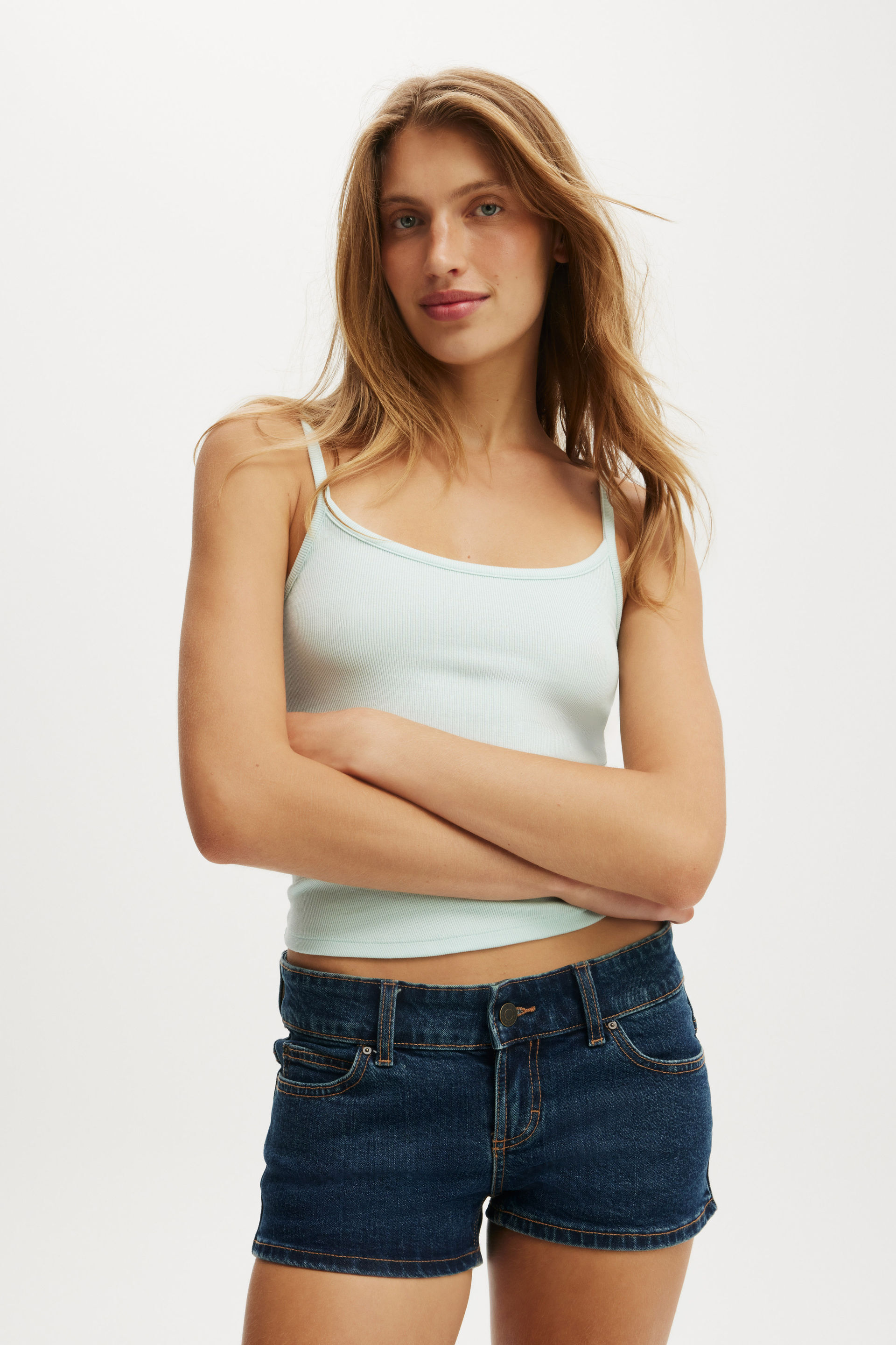 Micro Low Denim Short rinse blue