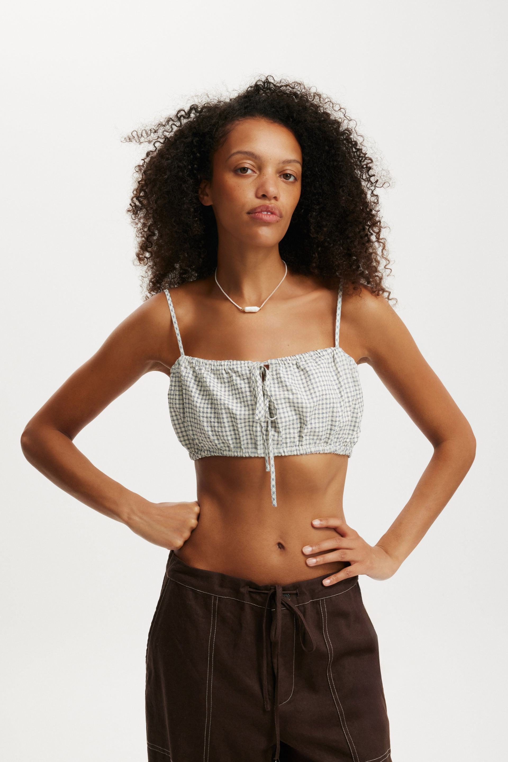 Emily Micro Top micro check seersucker
