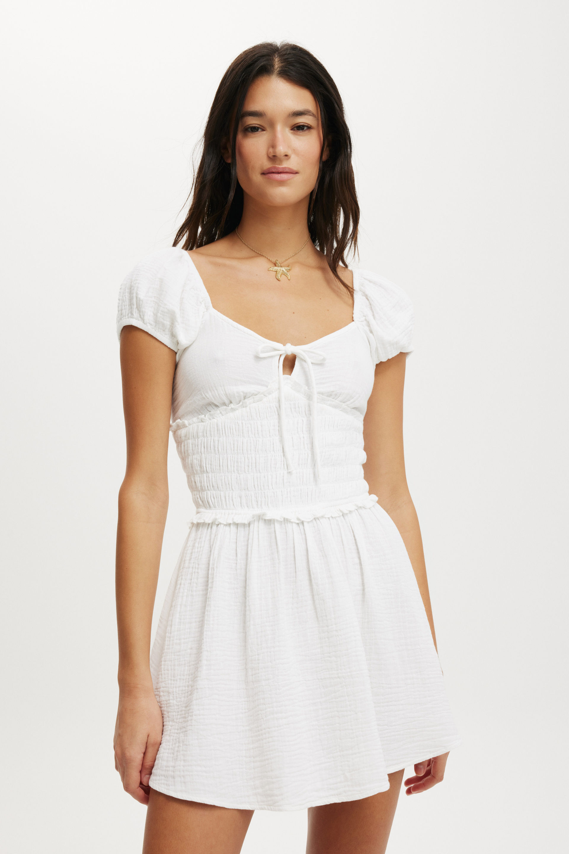 Charlie Open Back Mini Sundress white