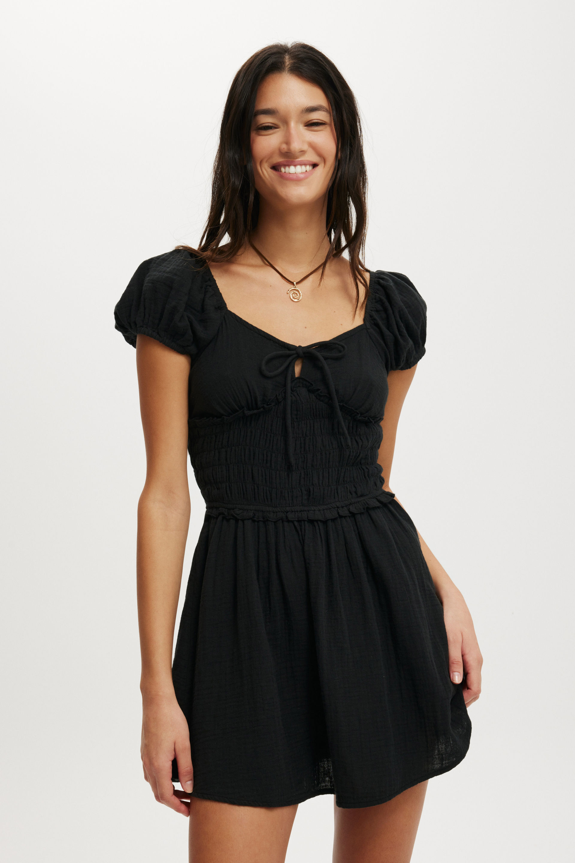 Charlie Open Back Mini Sundress black