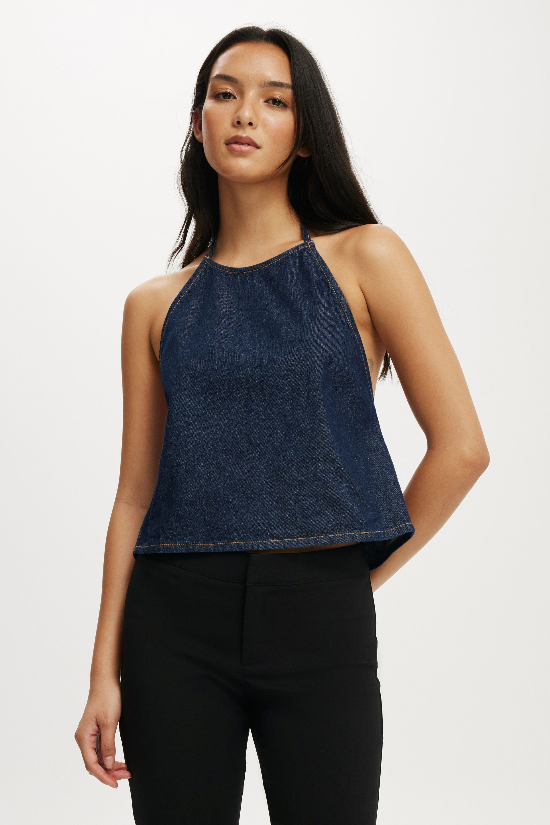 Ali Denim Halter Top shutter blue