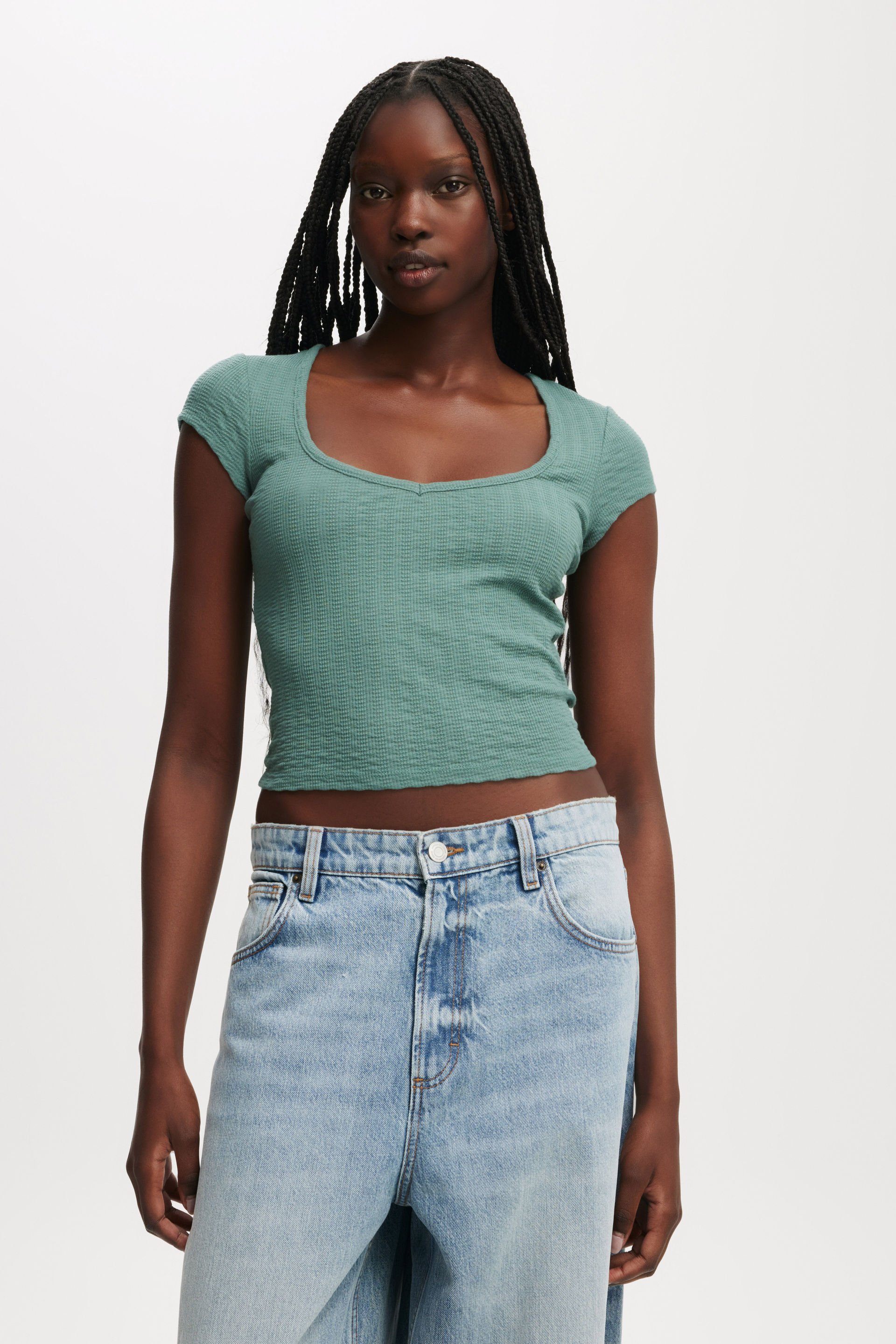 Hailey Textured Short Sleeve cloudy jade