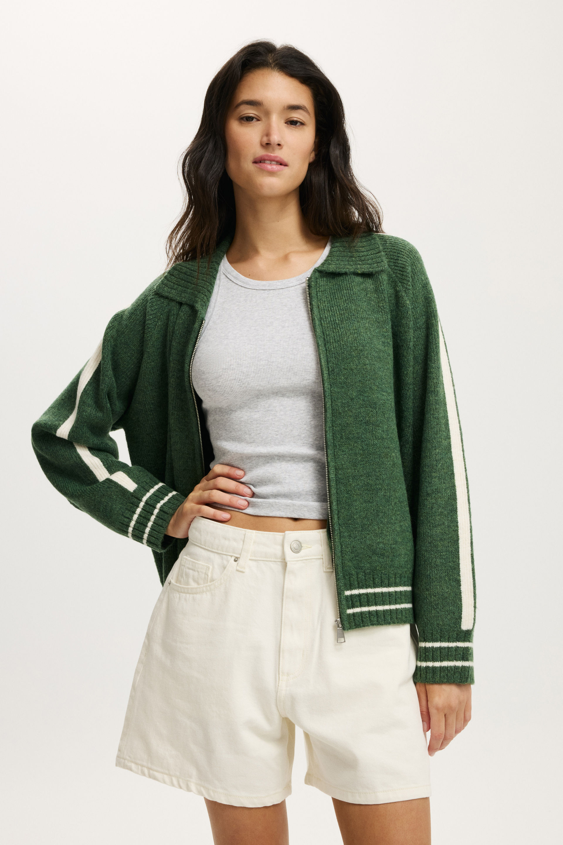 Knit Bomber treetop green