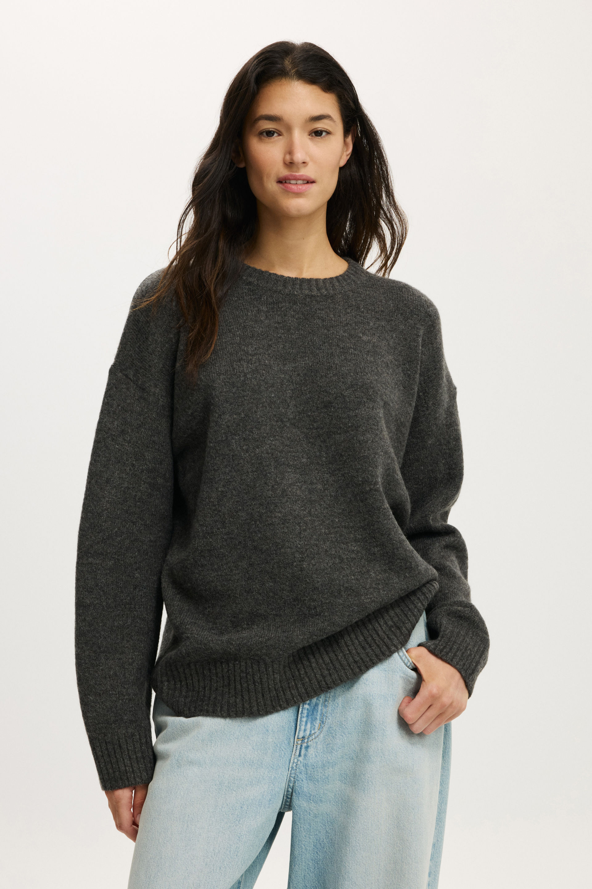 Luxe Crew Sweater charcoal marle