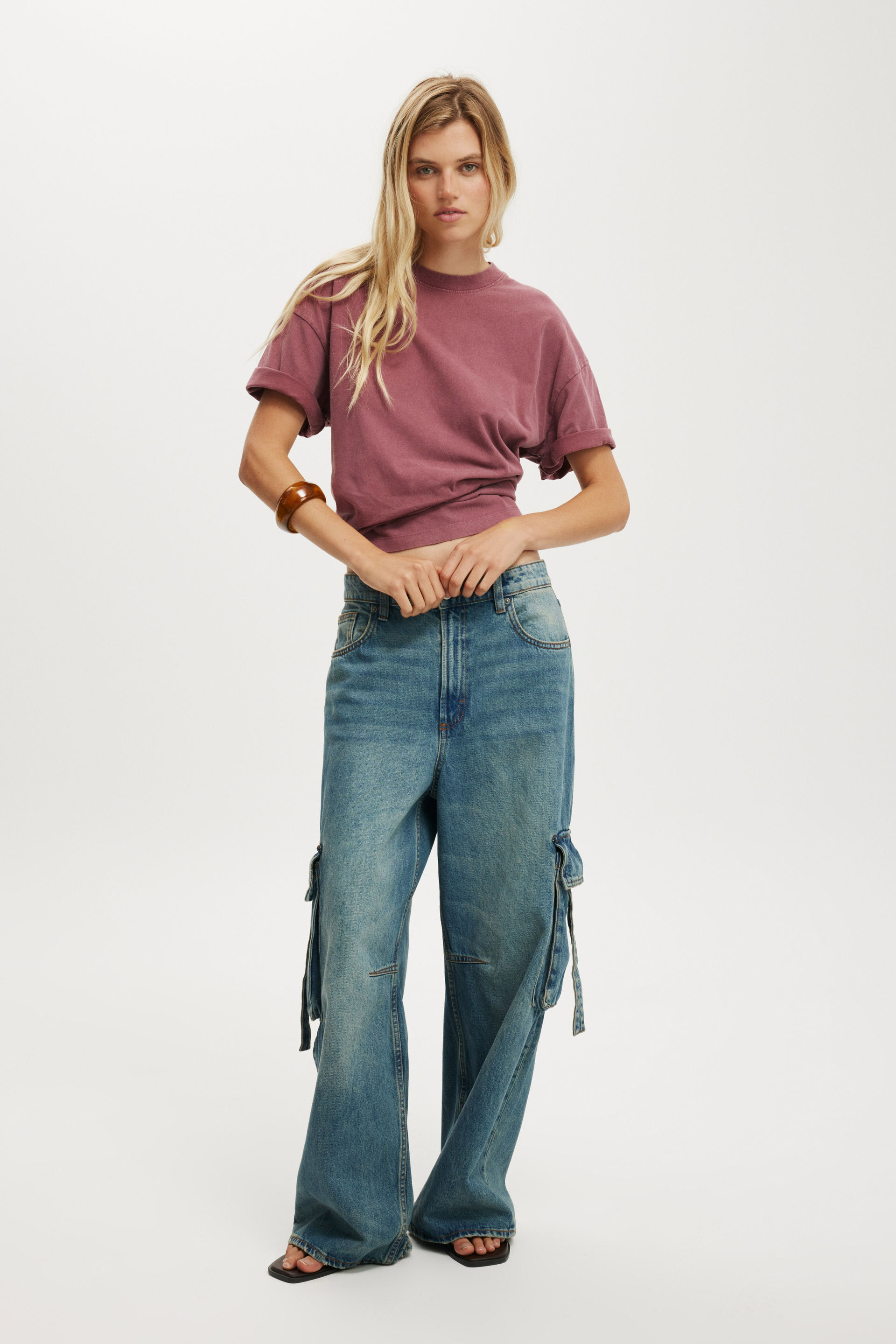 Boyfriend Super Baggy Jean cargo otis blue