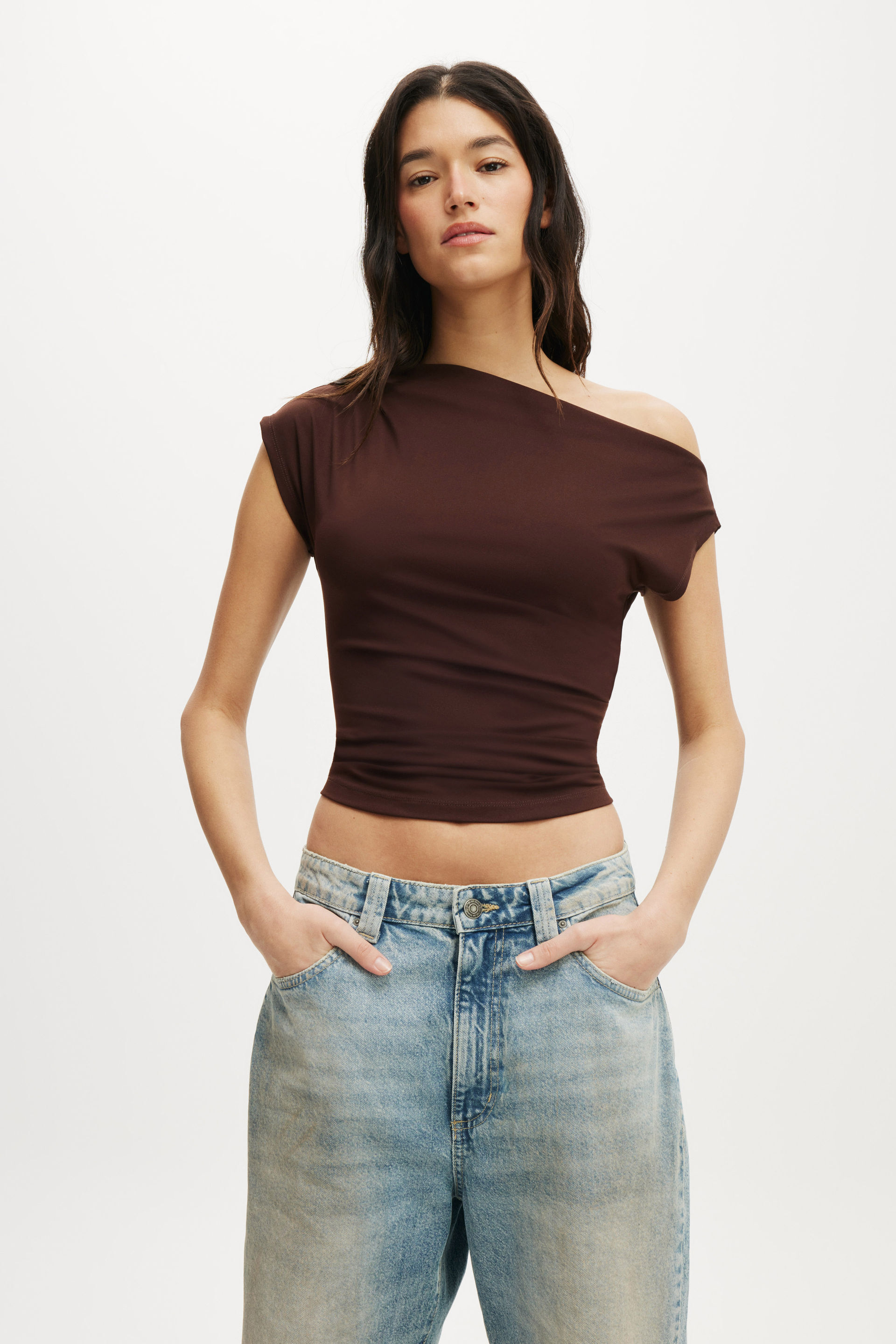 Georgie Off Shoulder Short Sleeve dark oak