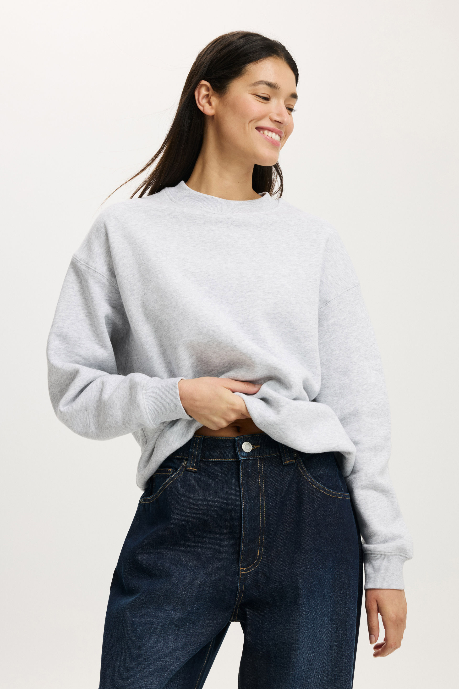 Oversized Fleece Sweatshirt soft grey marle