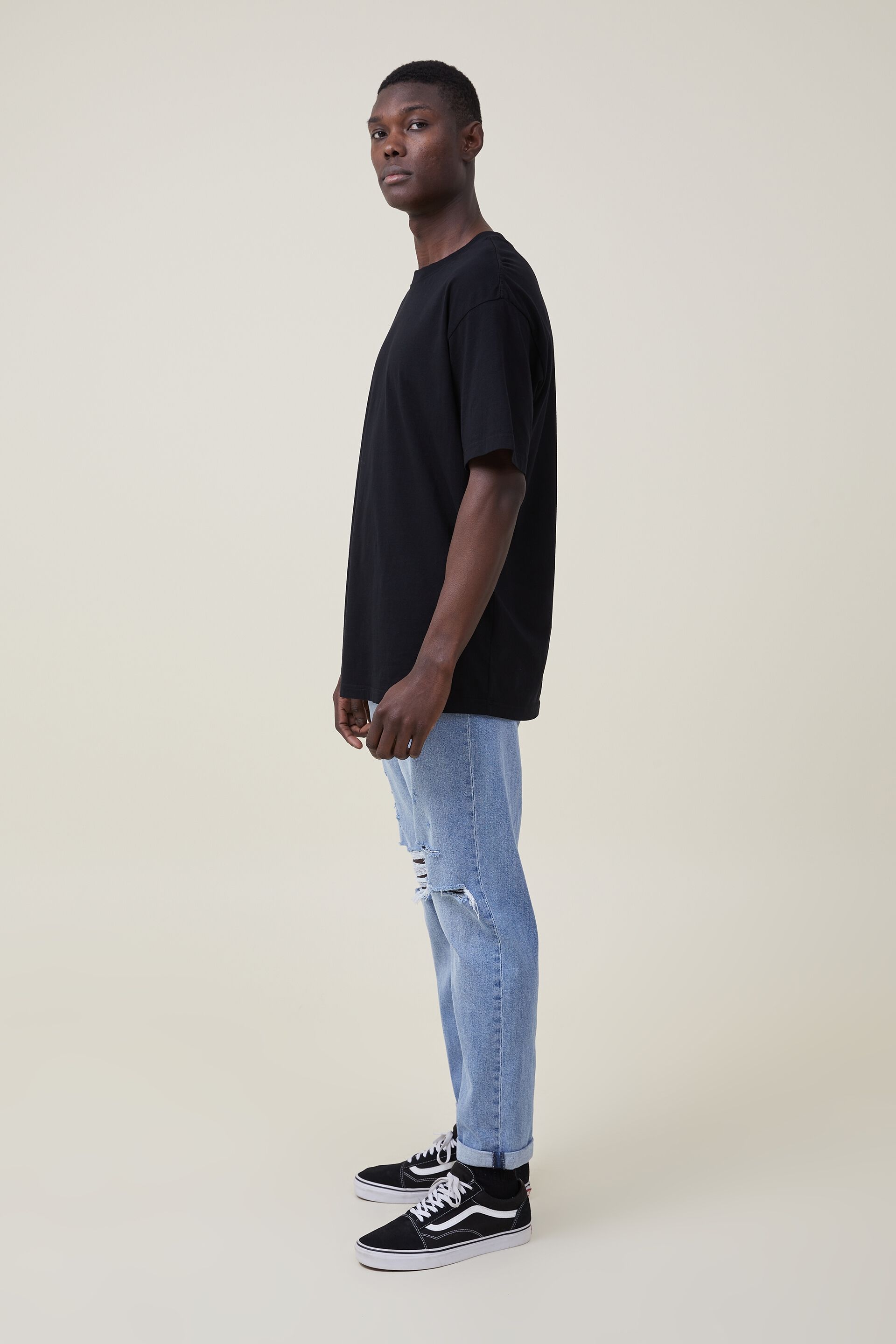 Relaxed Tapered Jean surf blue ripped