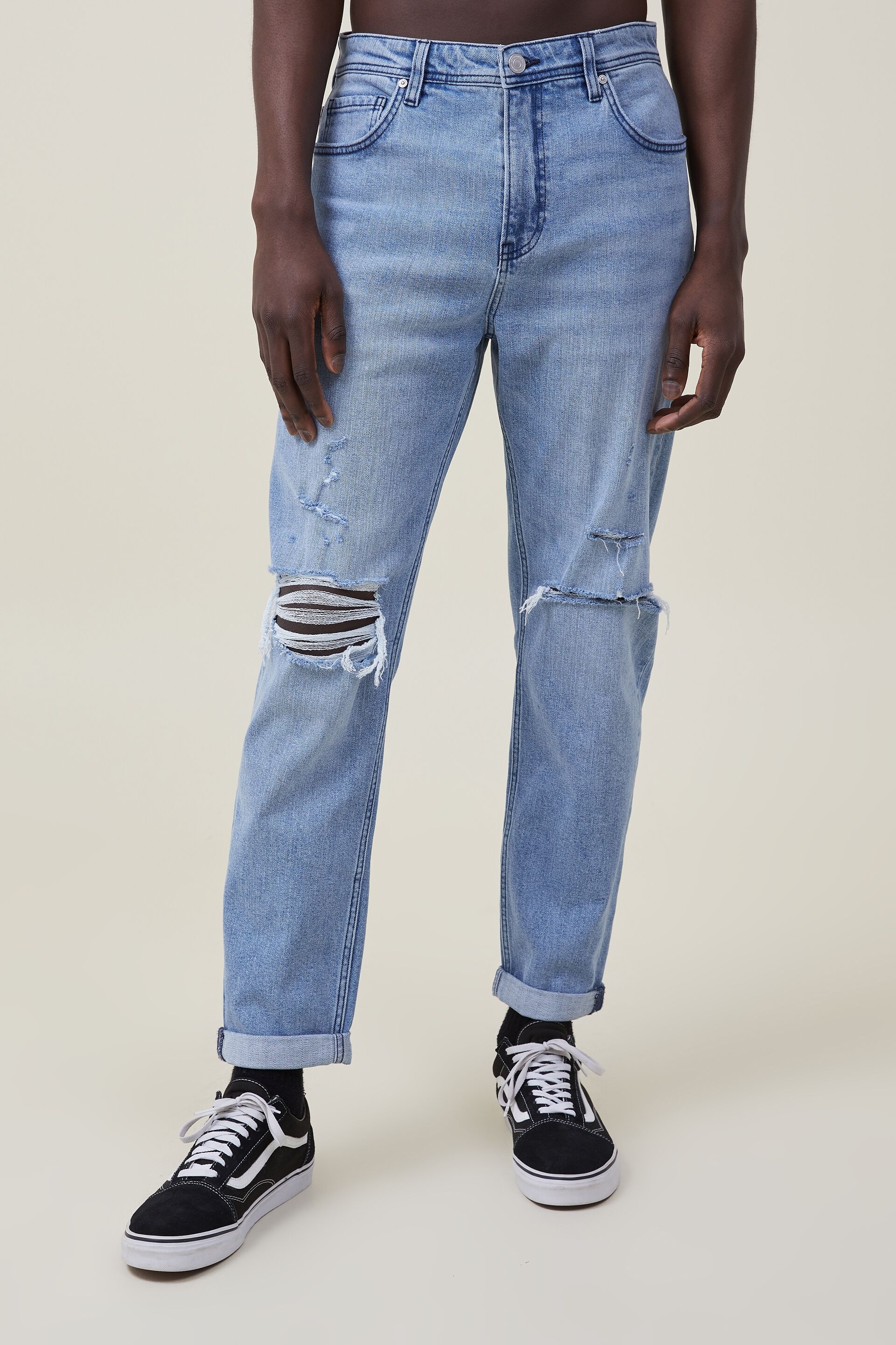 Relaxed Tapered Jean surf blue ripped