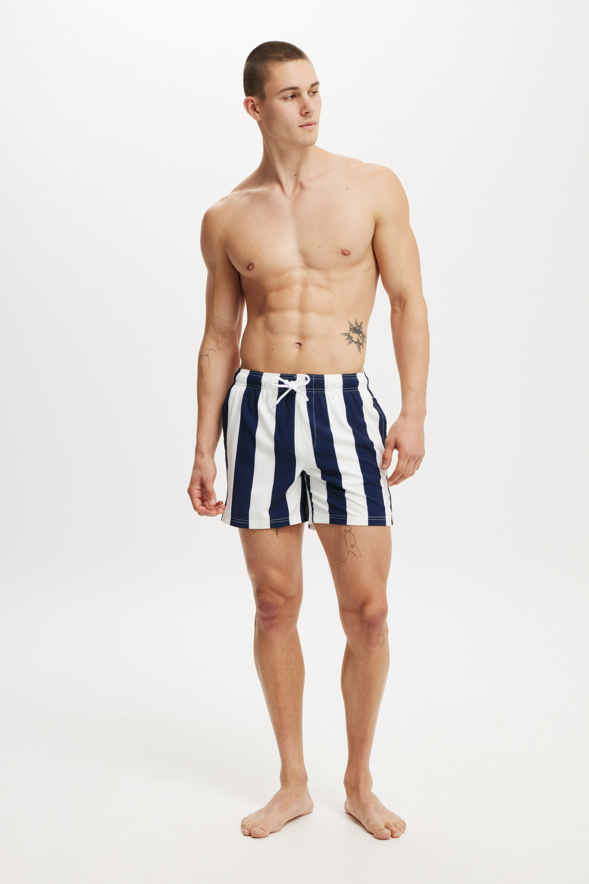 Stretch Swim Short navy resort stripe