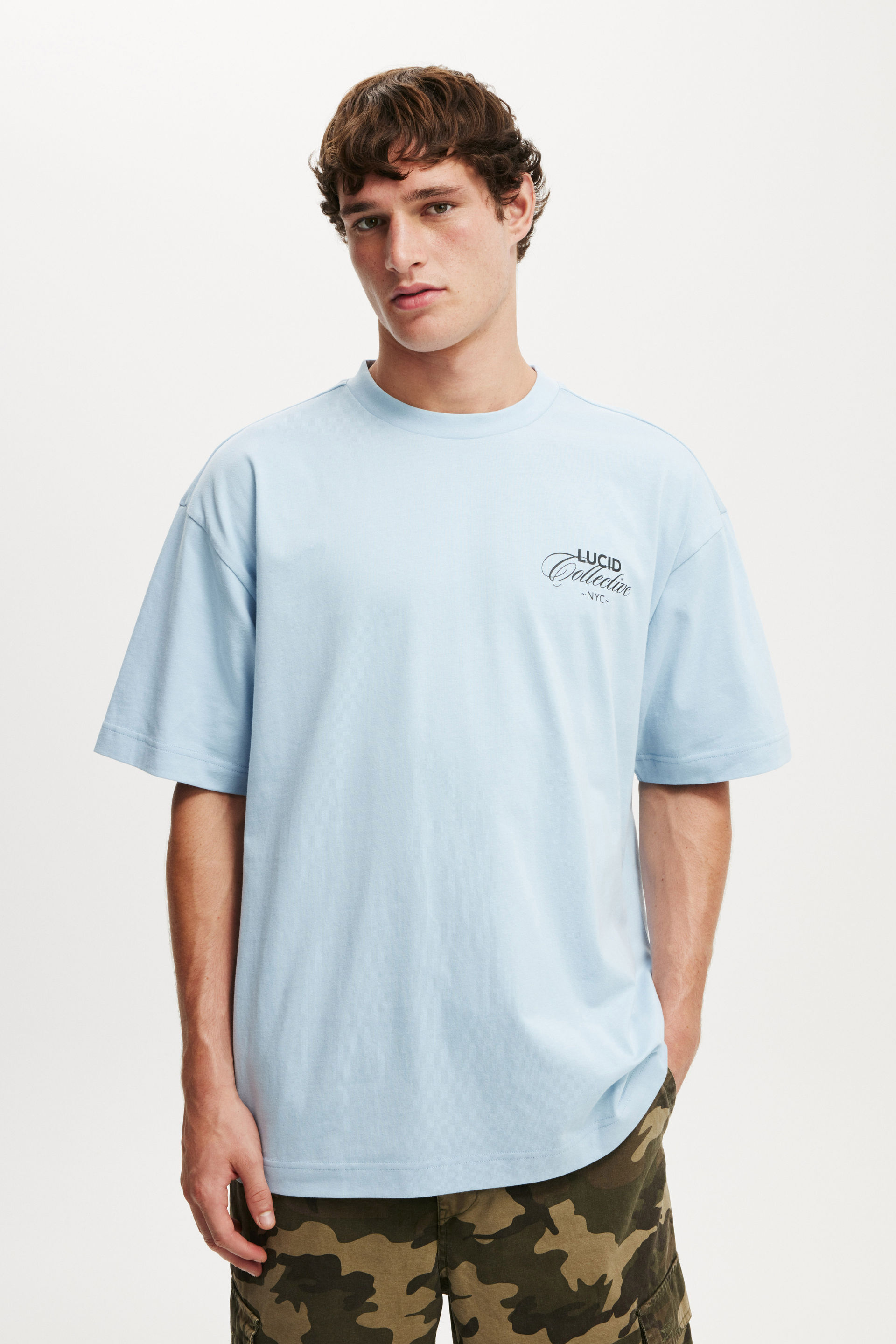 Box Fit Text T-Shirt pearl blue/lucid collective