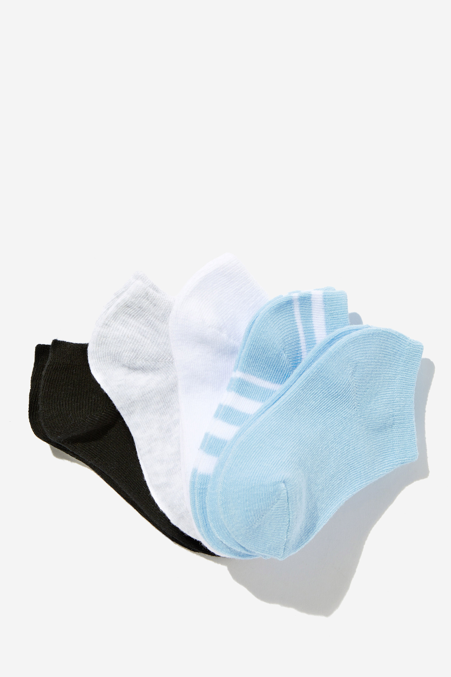 Kids 5Pk Ankle Socks sky haze/black/snow marle