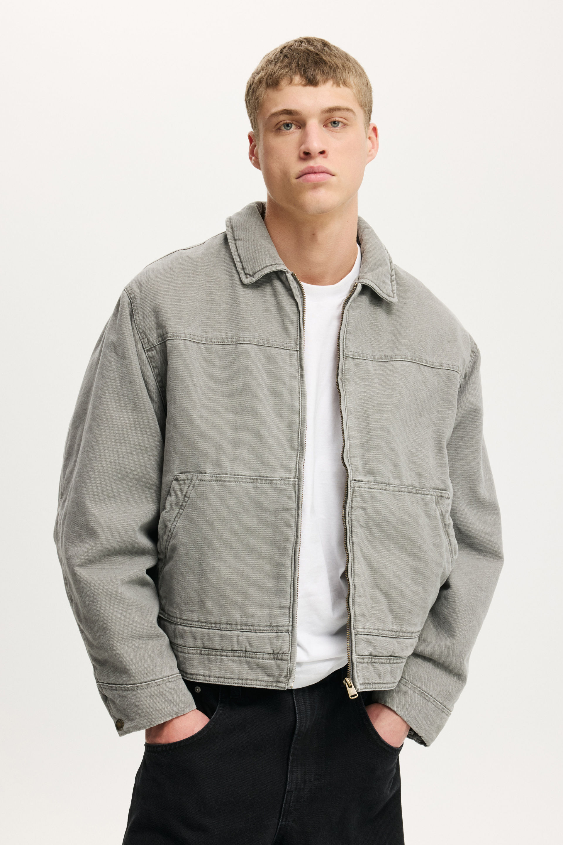 Cropped Worker Jacket washed grey