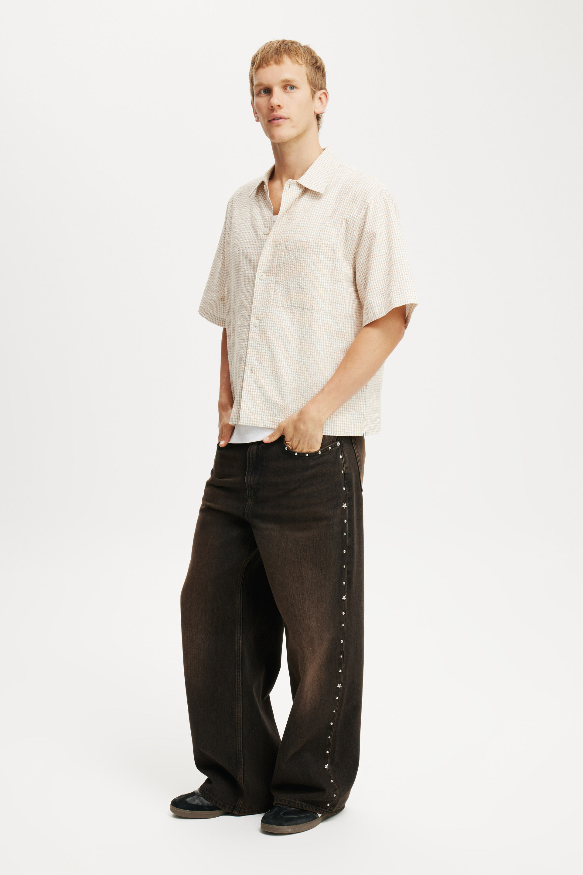 Super Baggy Jean studded dune black