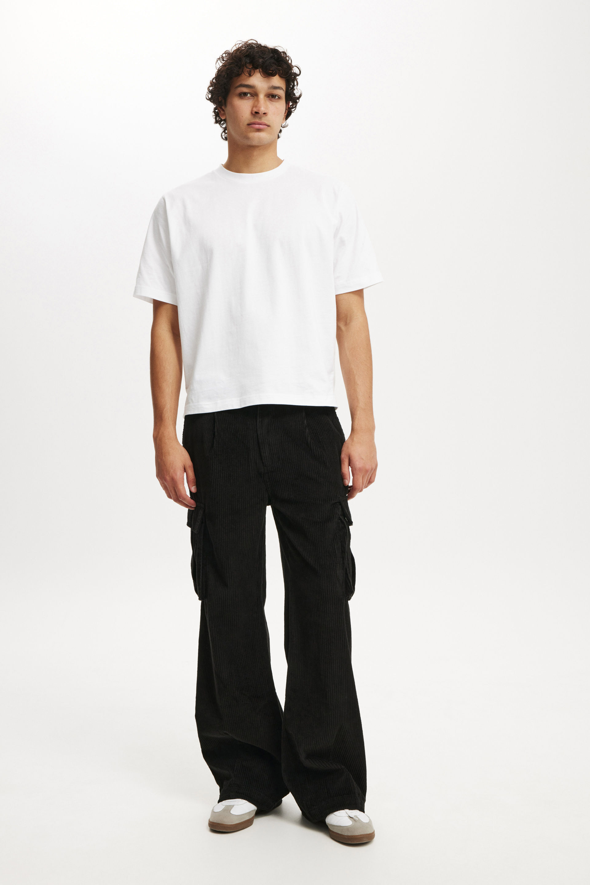 Baggy Pleat Cargo Pant black cord