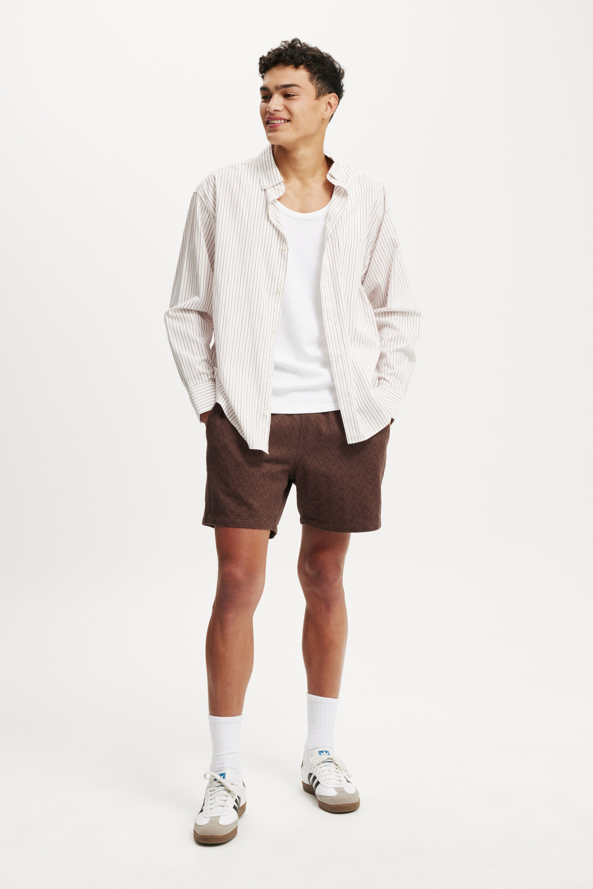 Elevated Easy Short chocolate zig zag knit