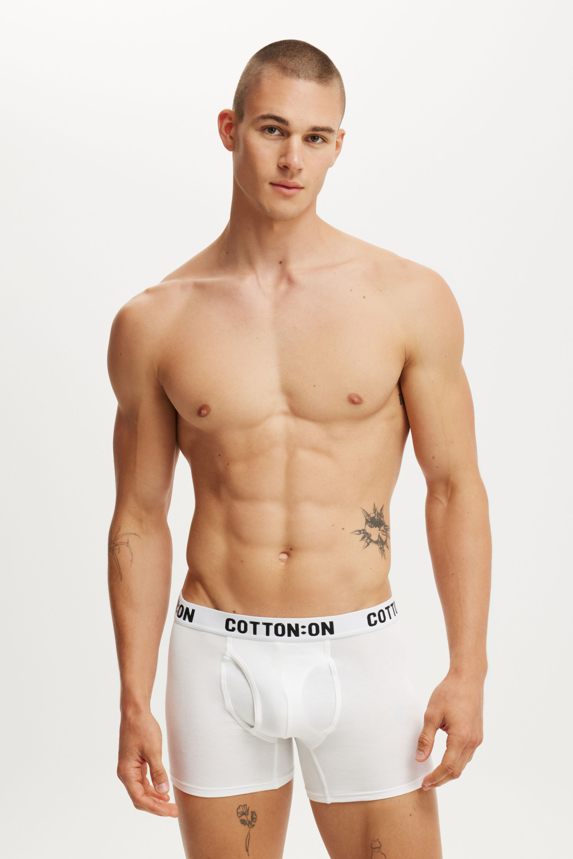 Mens Organic Cotton Trunks white/white/black
