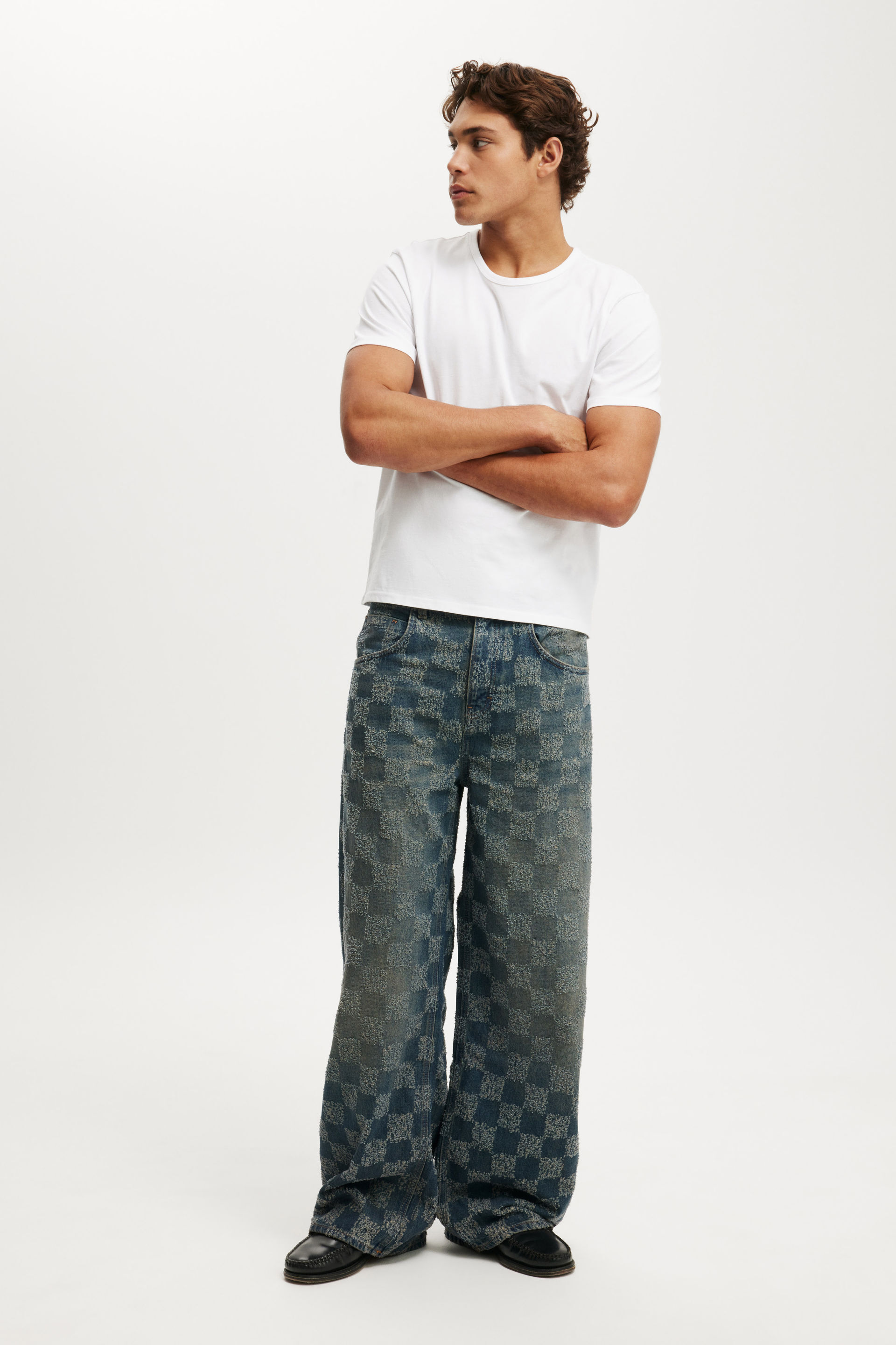 Super Baggy Balloon Jean check up blue
