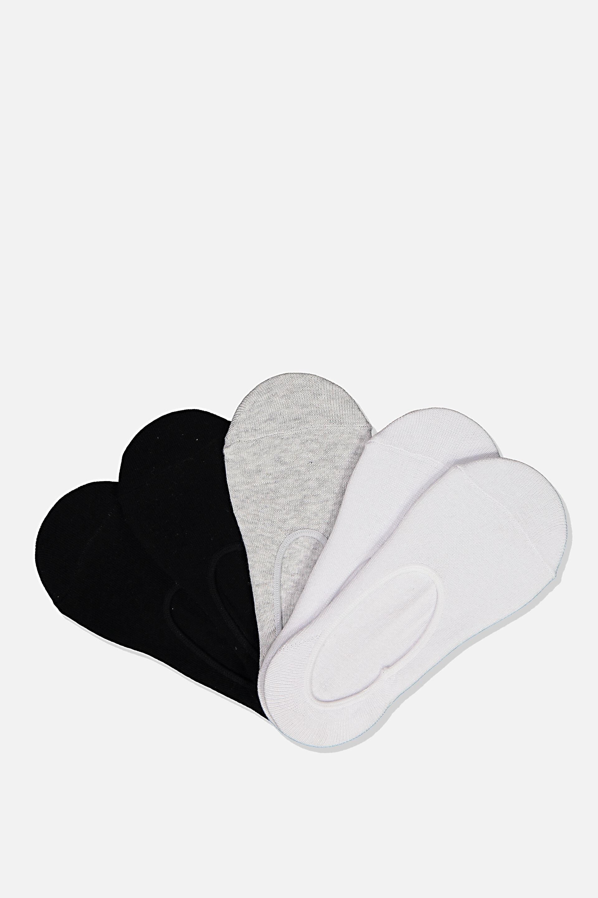 Kids 5pk No Show Socks white black grey