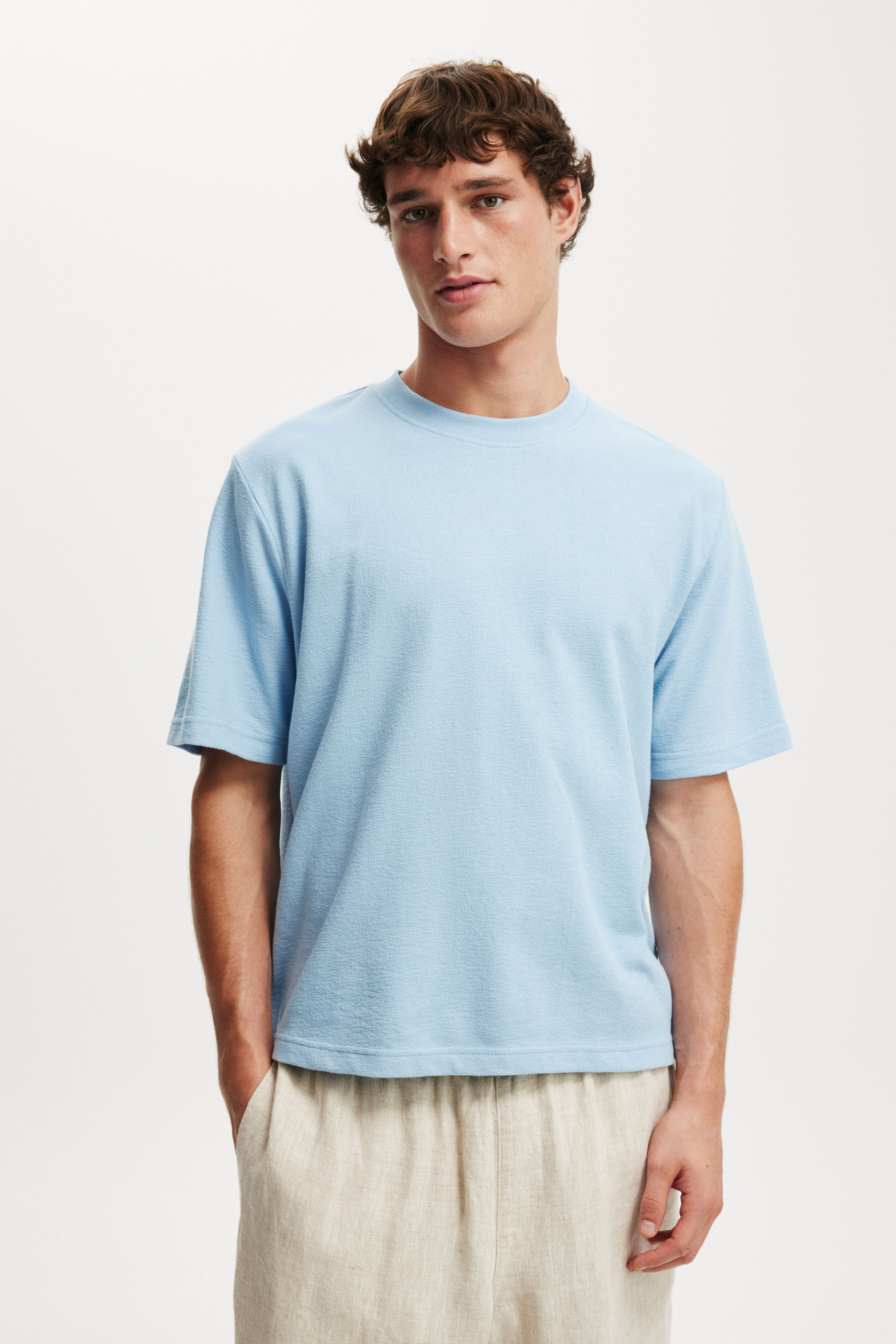 Cropped Fit T-Shirt pearl blue terry