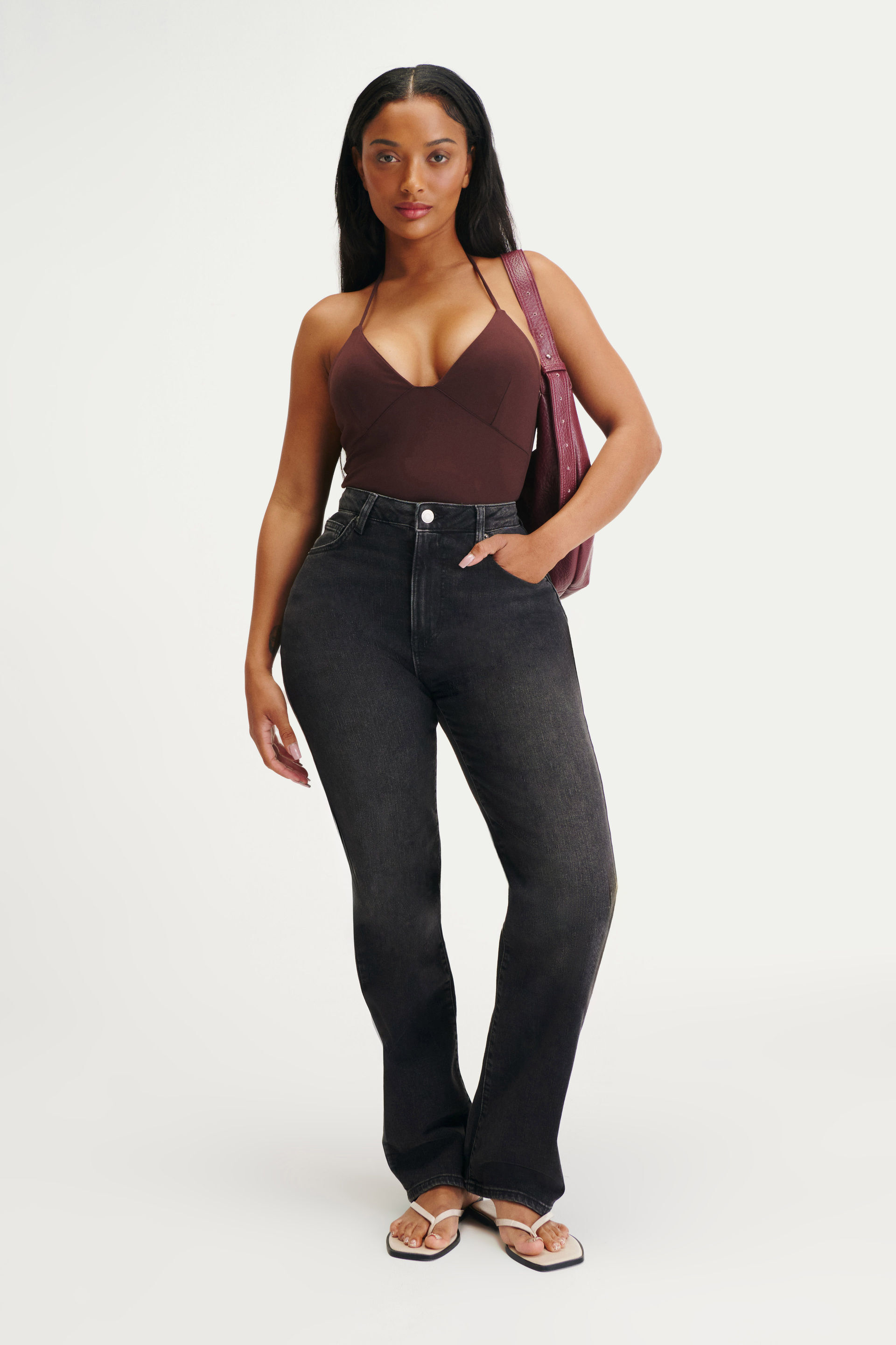 Curvy Stretch Straight Jean graphite black