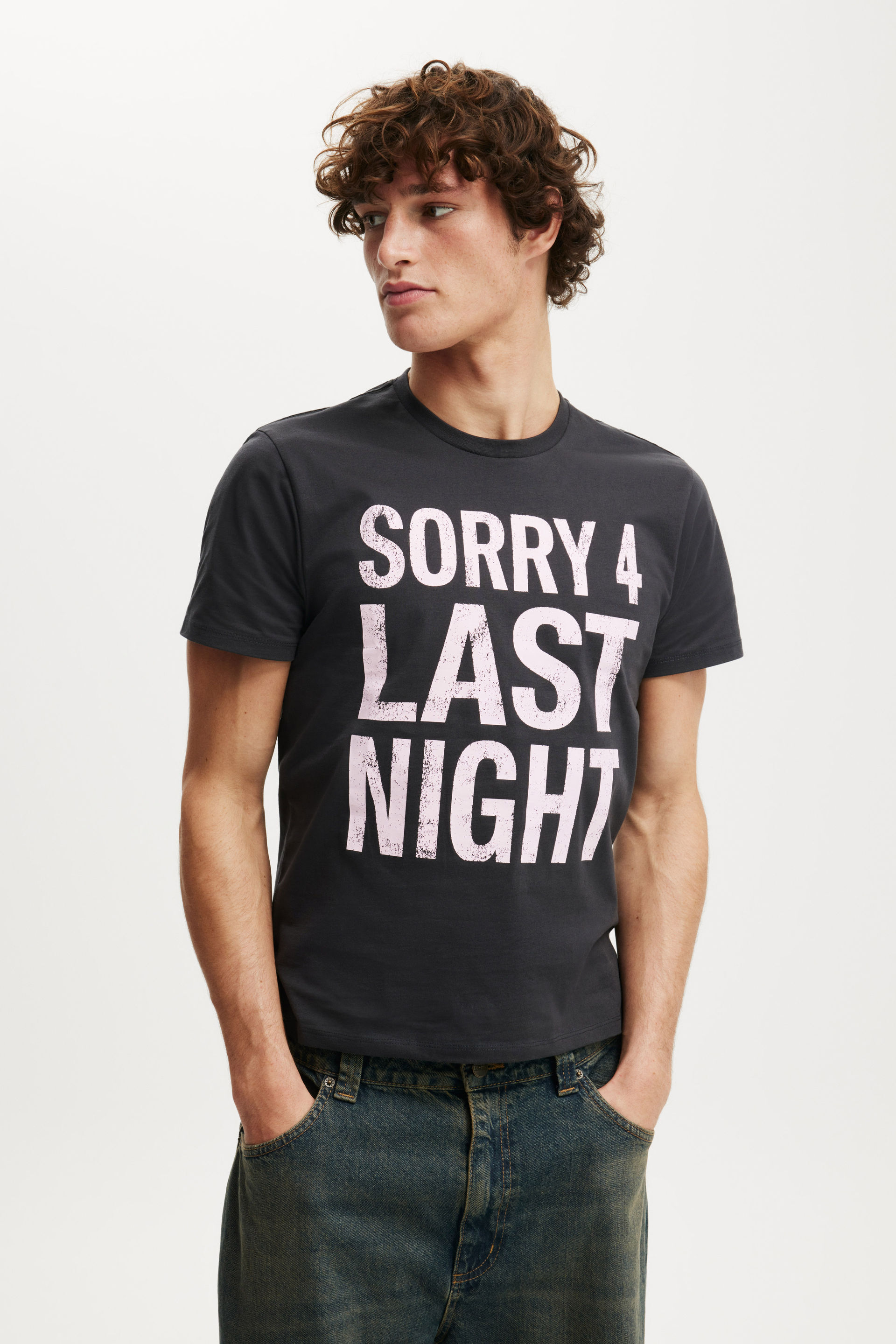 Baby Graphic T-Shirt washed black/sorry 4 last night