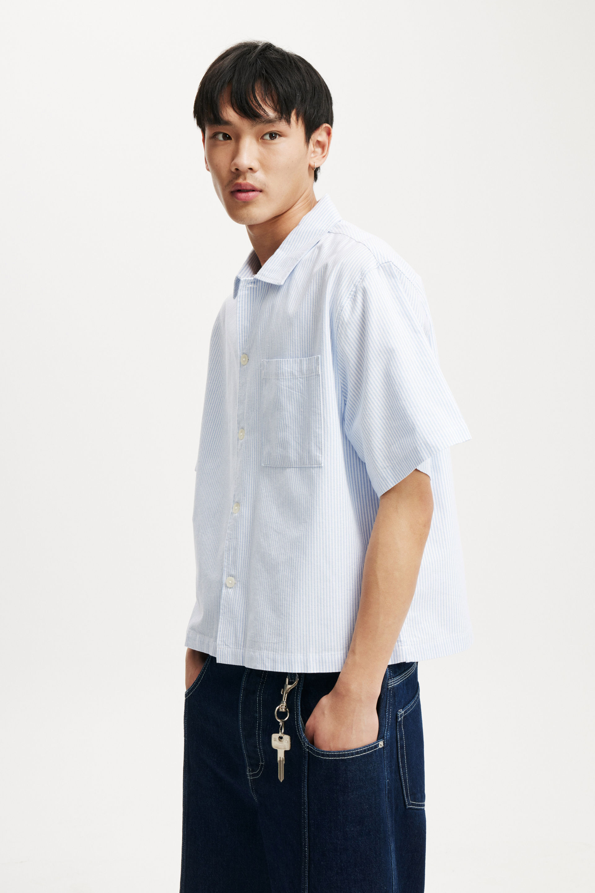 Ventura Short Sleeve Shirt sky blue mini stripe