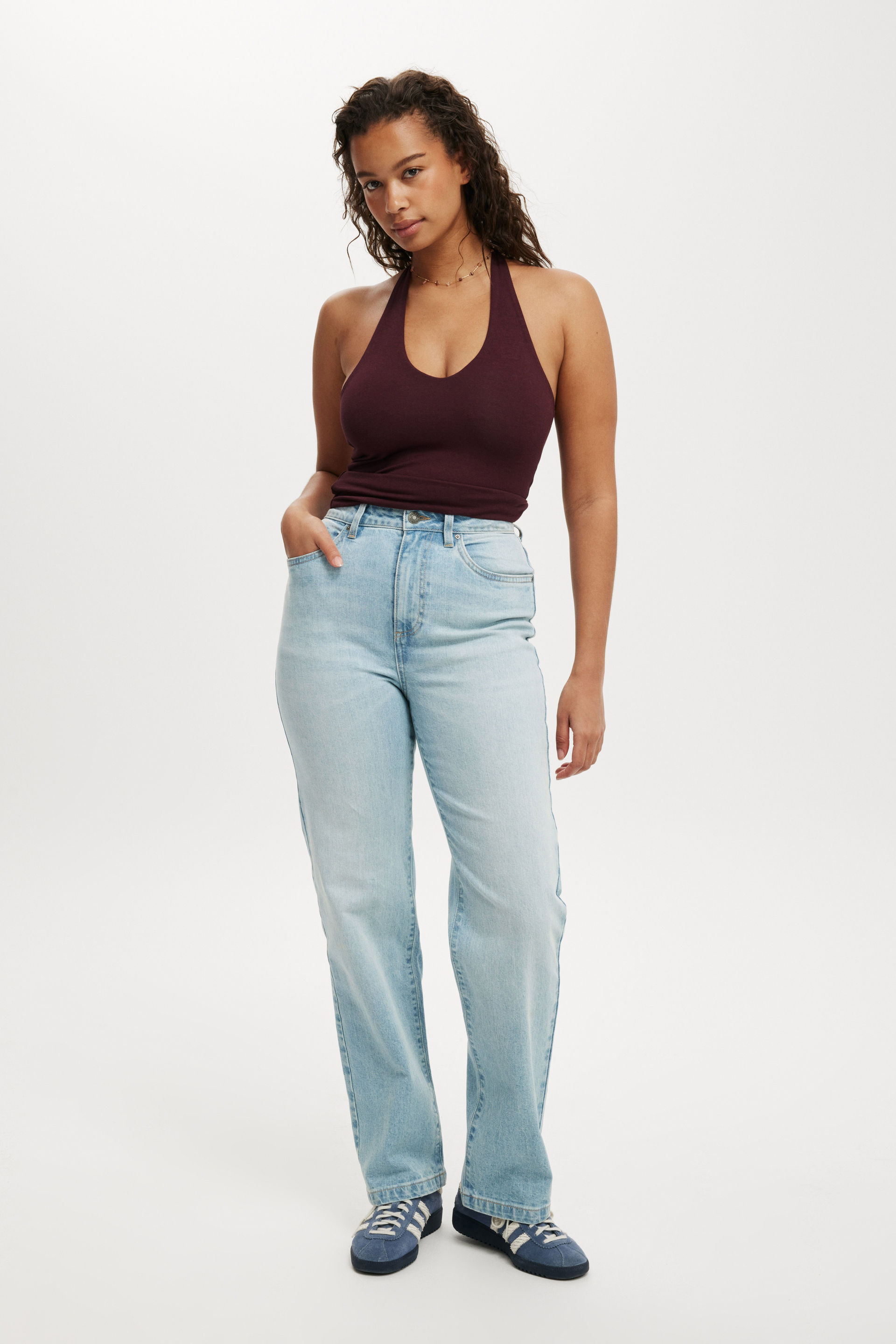 Curvy Stretch Straight Jean sunfaded blue