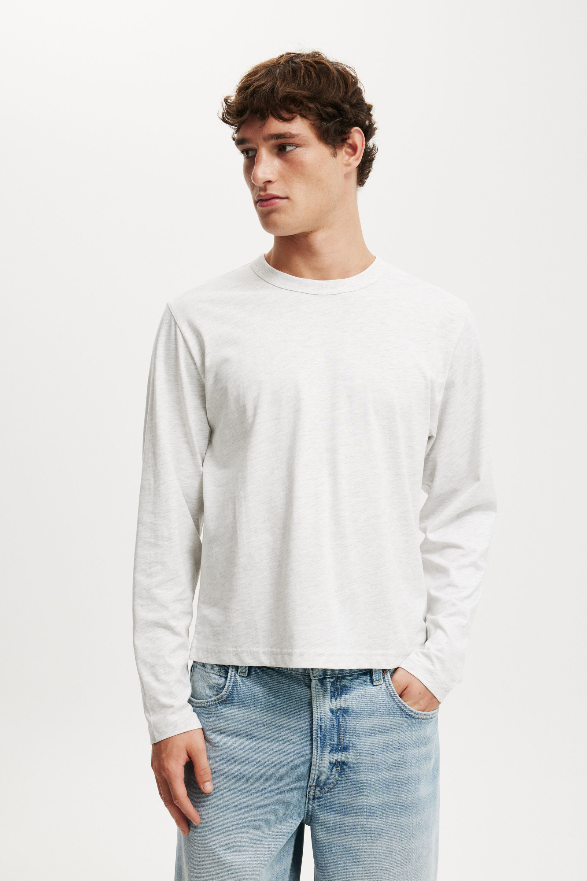 Cropped Fit Long Sleeve white marle