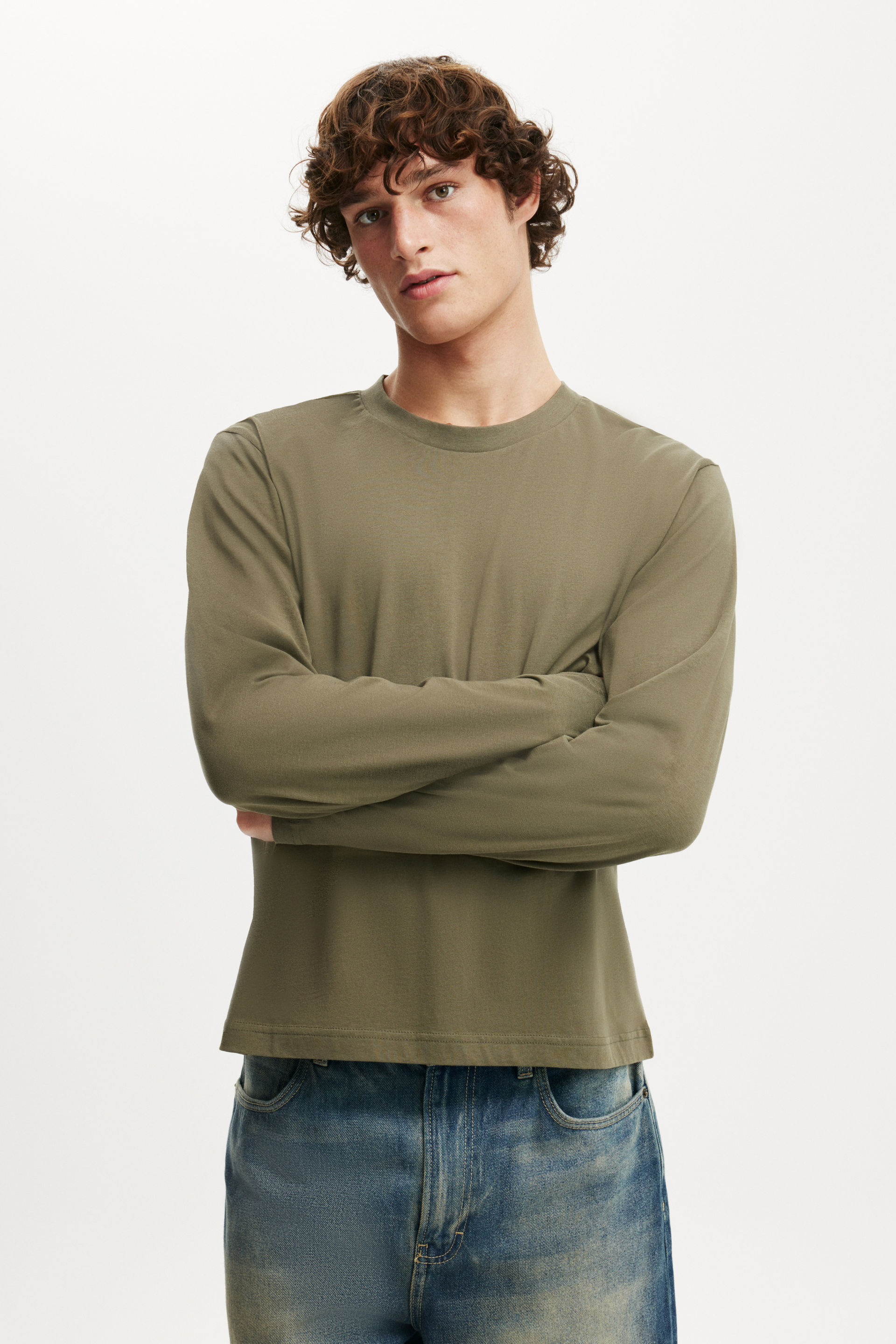 Cropped Fit Long Sleeve military
