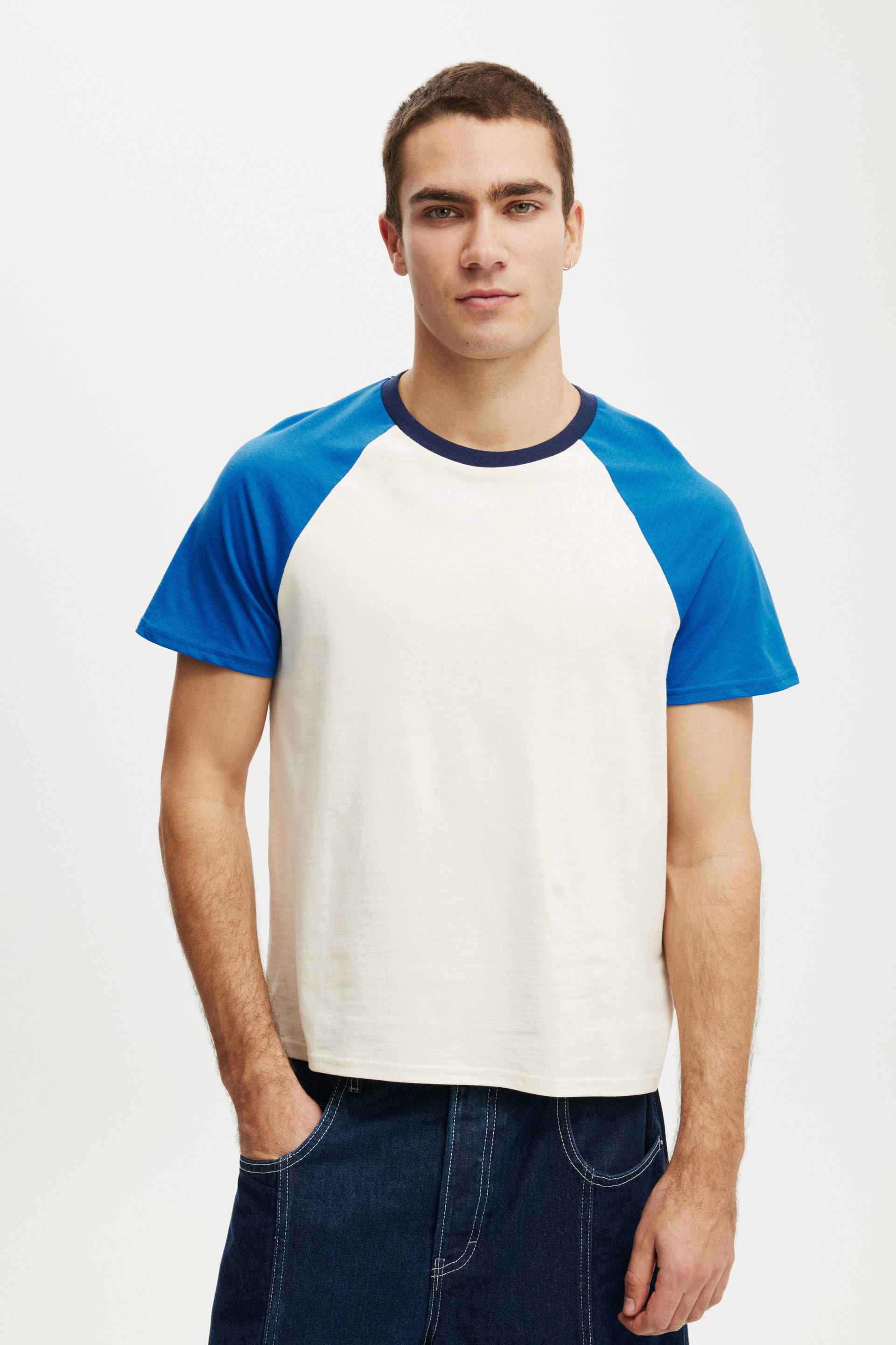 Baby T-Shirt creampuff/ electric blue