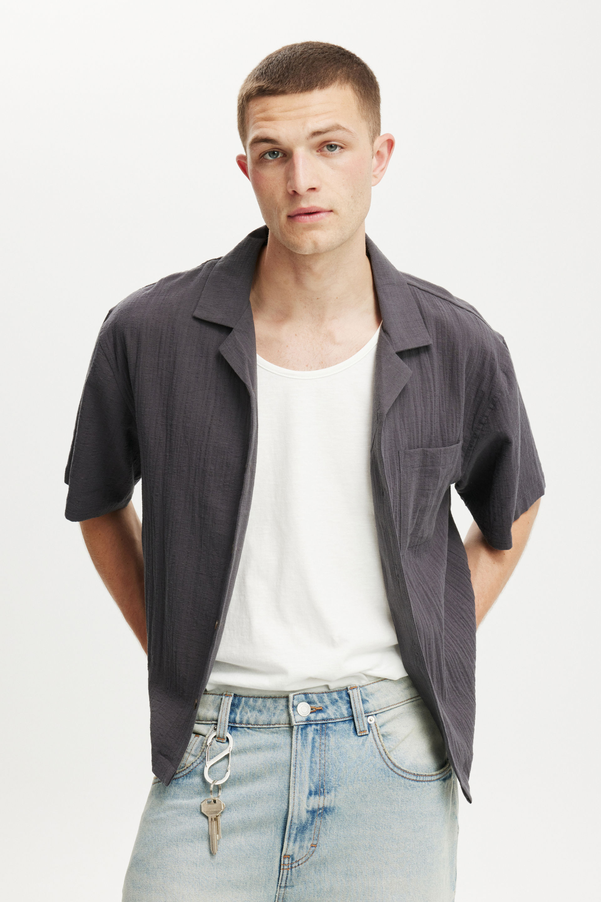 Riviera Box Fit Short Sleeve Shirt faded slate