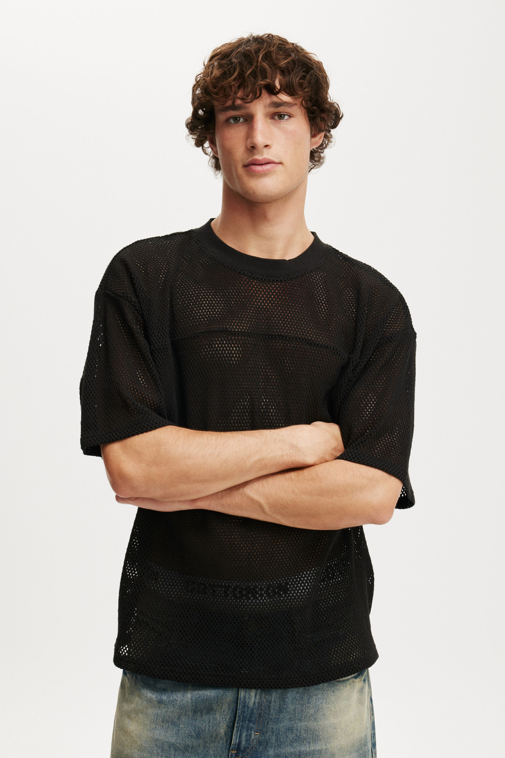 Cropped Fit Knitted Jersey black