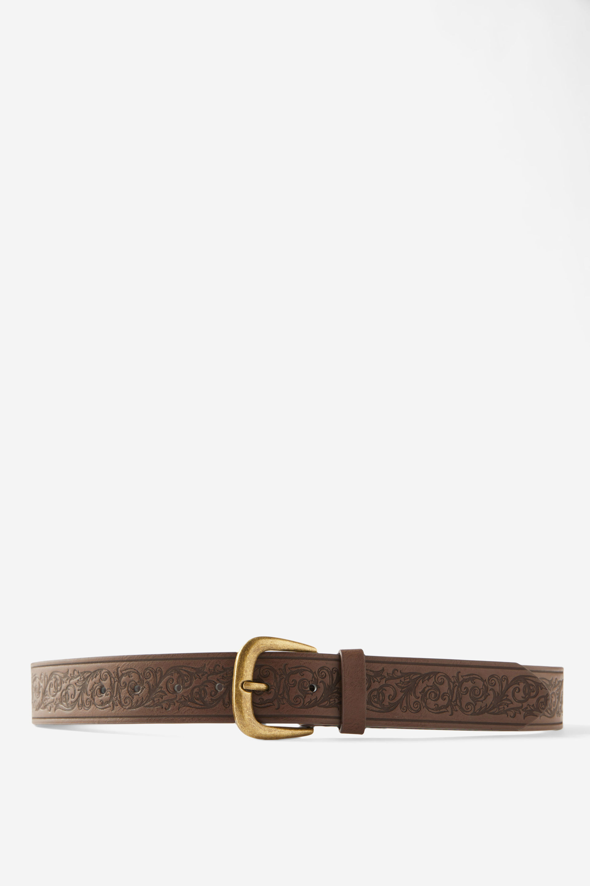 Stamped Belt brown/vintage brass buckle