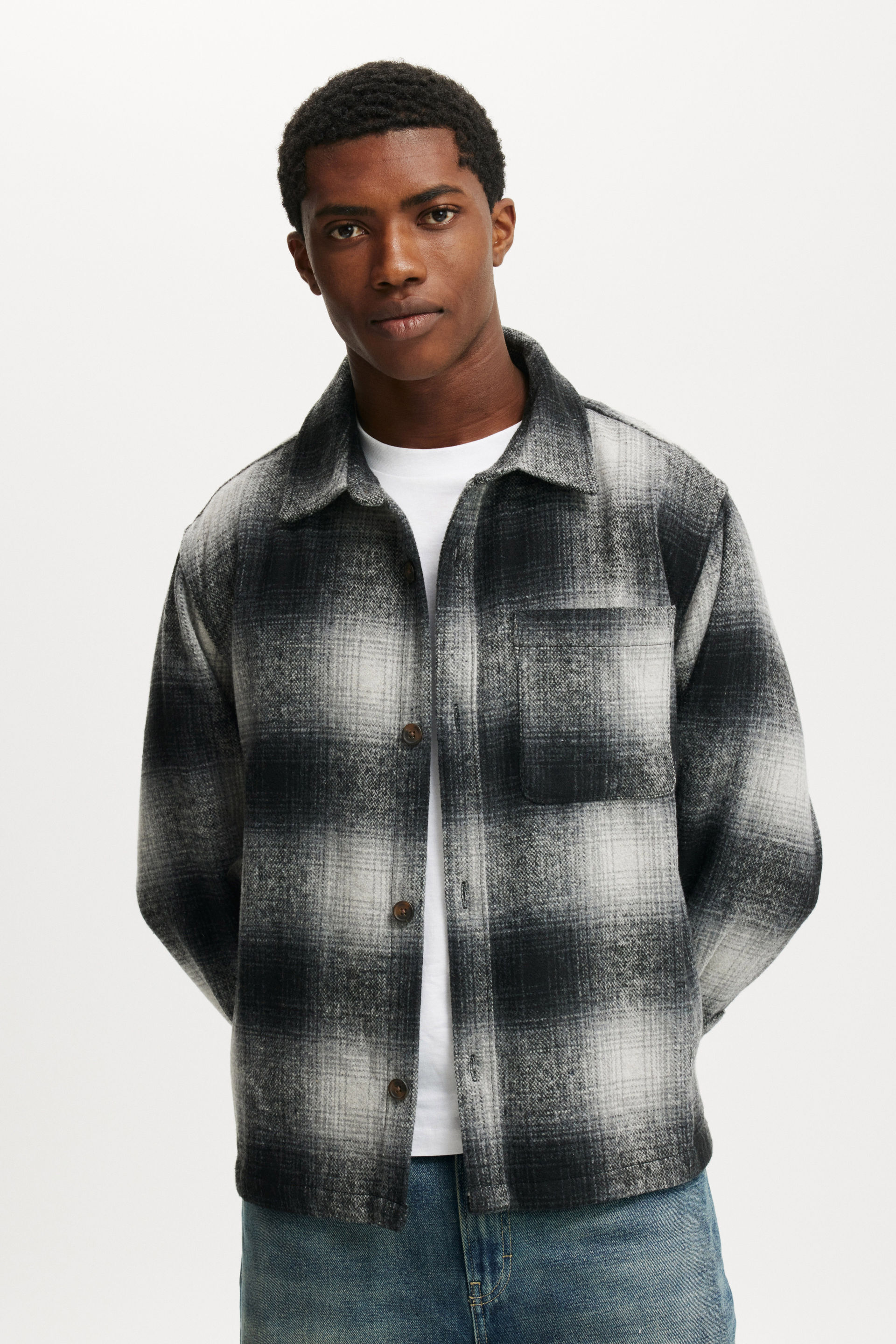 Boxy Overshirt black shadow check