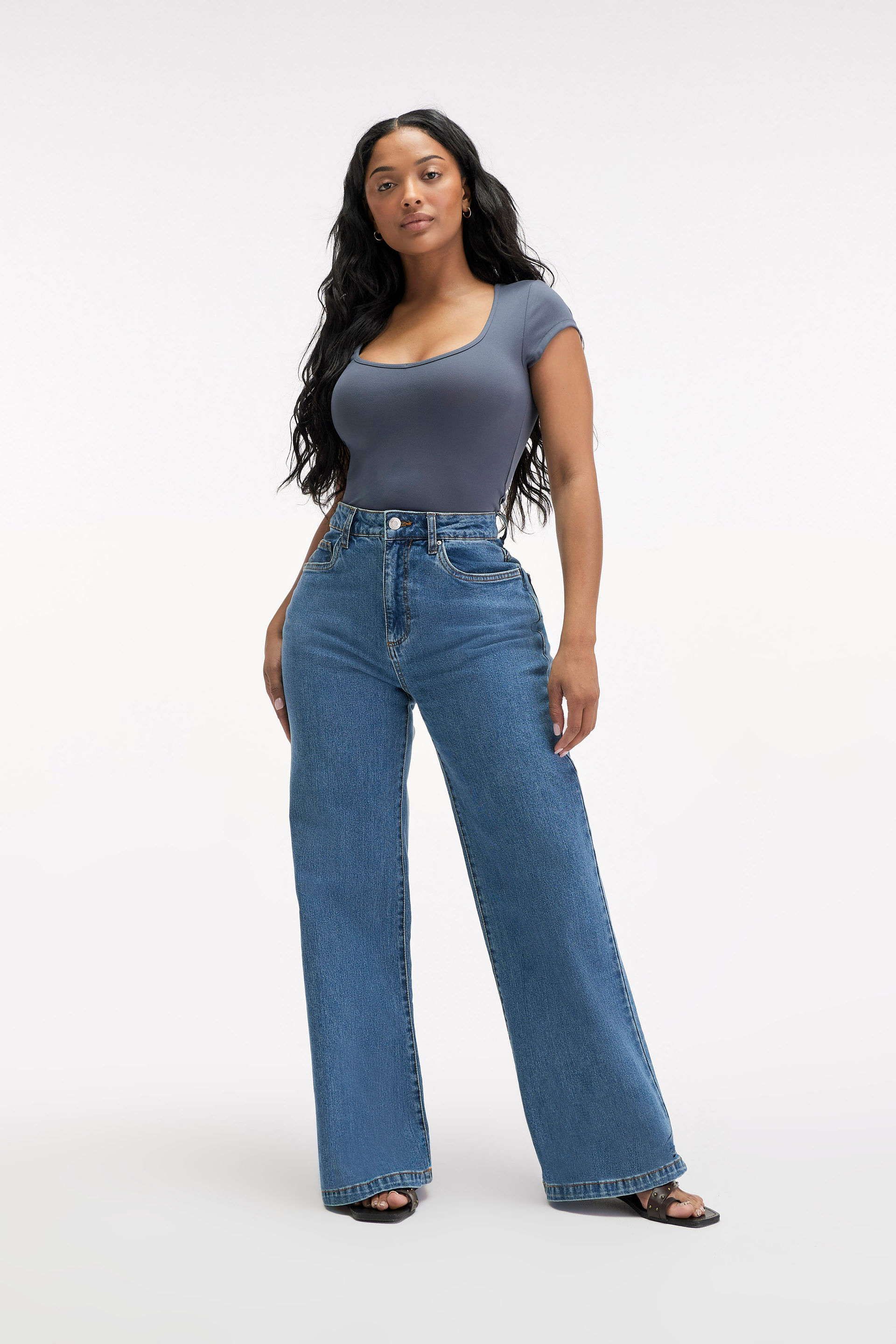 Curvy Stretch Wide Jean sea blue