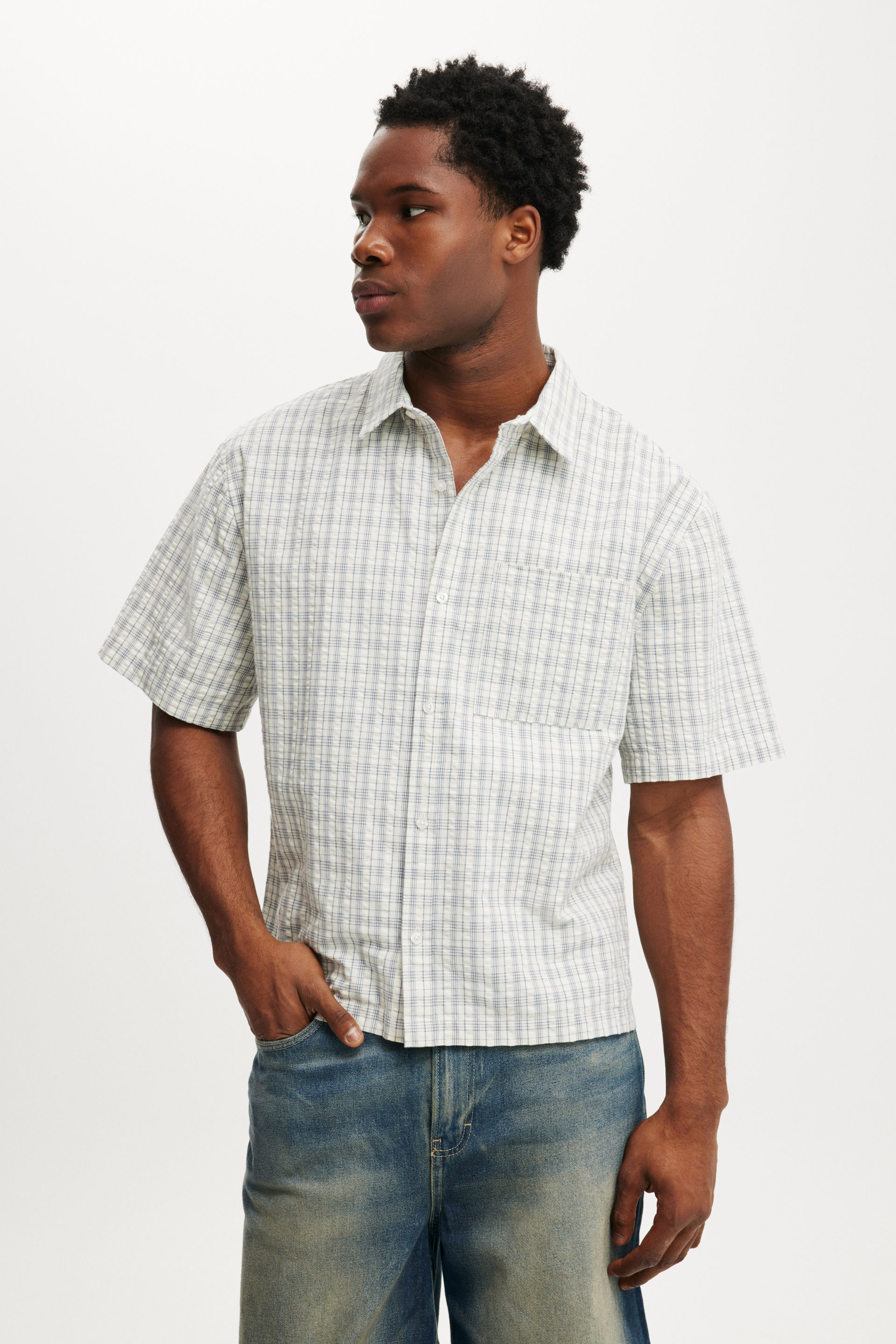 Darcy Short Sleeve Shirt off white micro check
