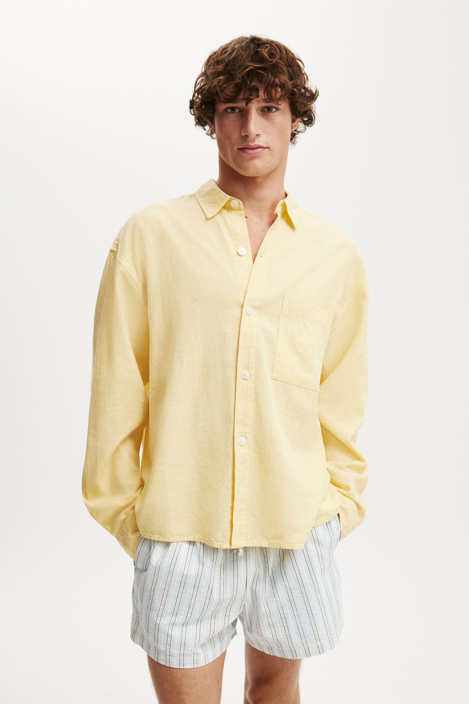 Eli Long Sleeve Shirt textured summer yellow