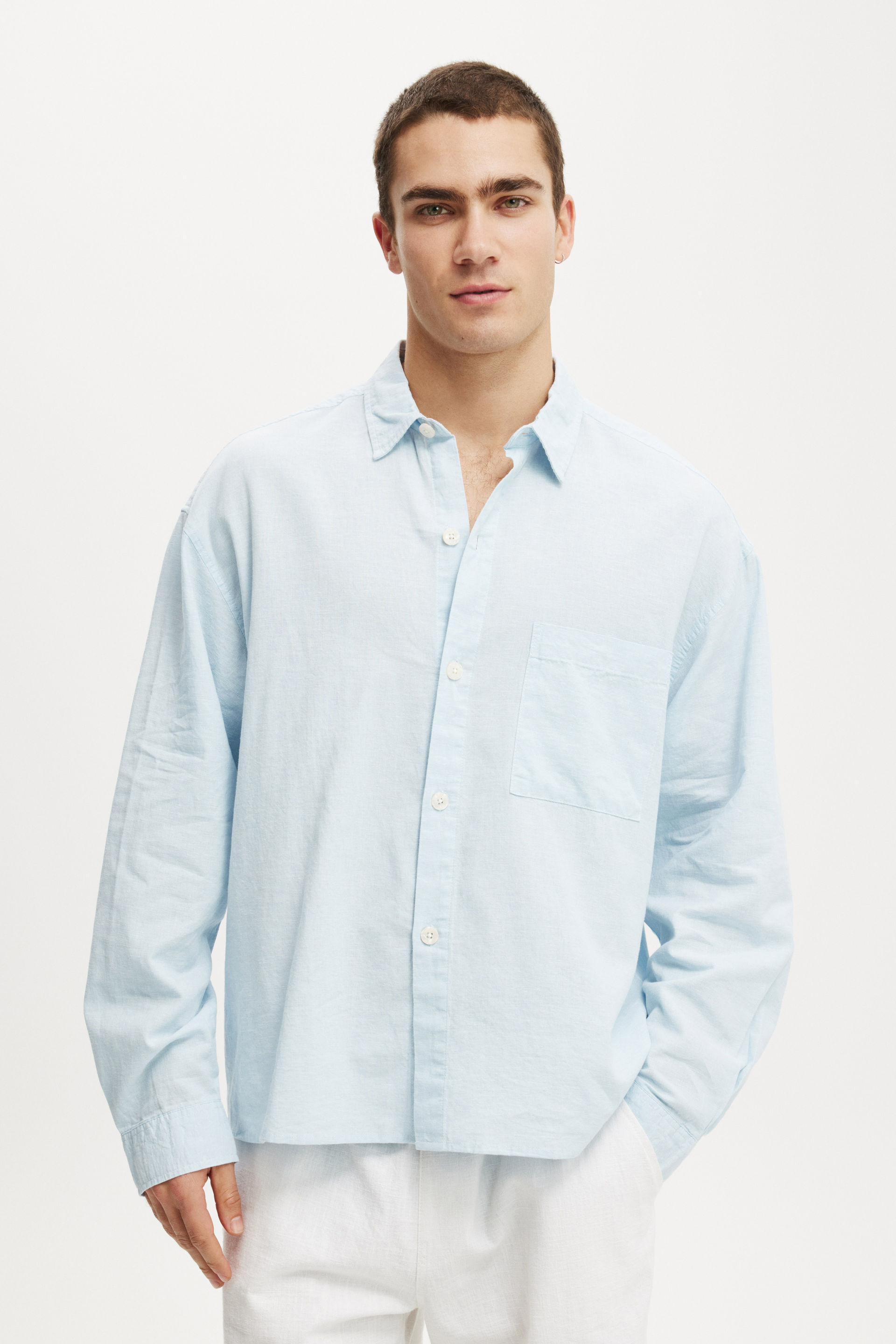 Eli Long Sleeve Shirt textured summer blue