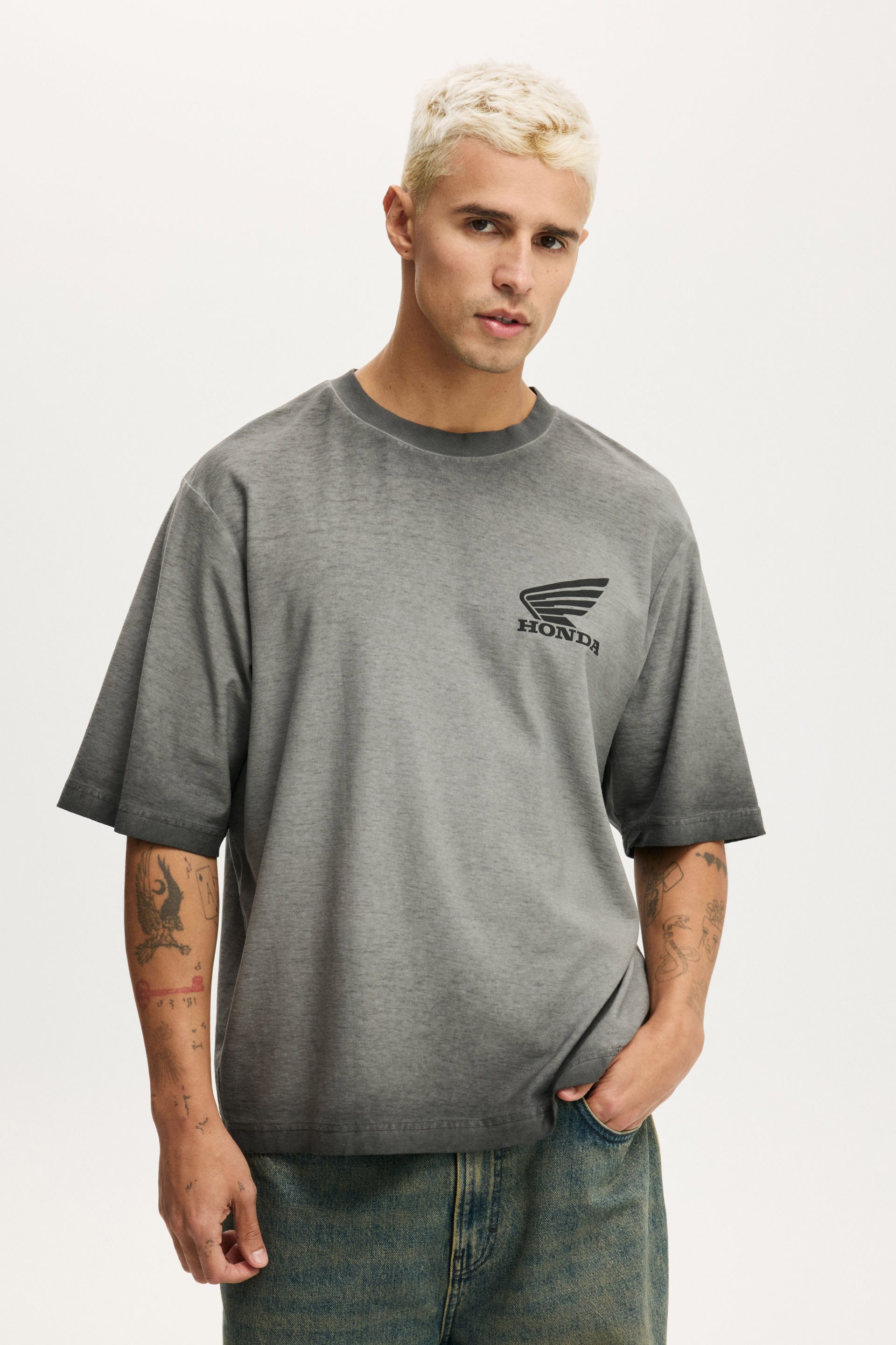 Cropped Fit Honda X Jt Racing T-Shirt lcn hon slate stone / honda - racing corp