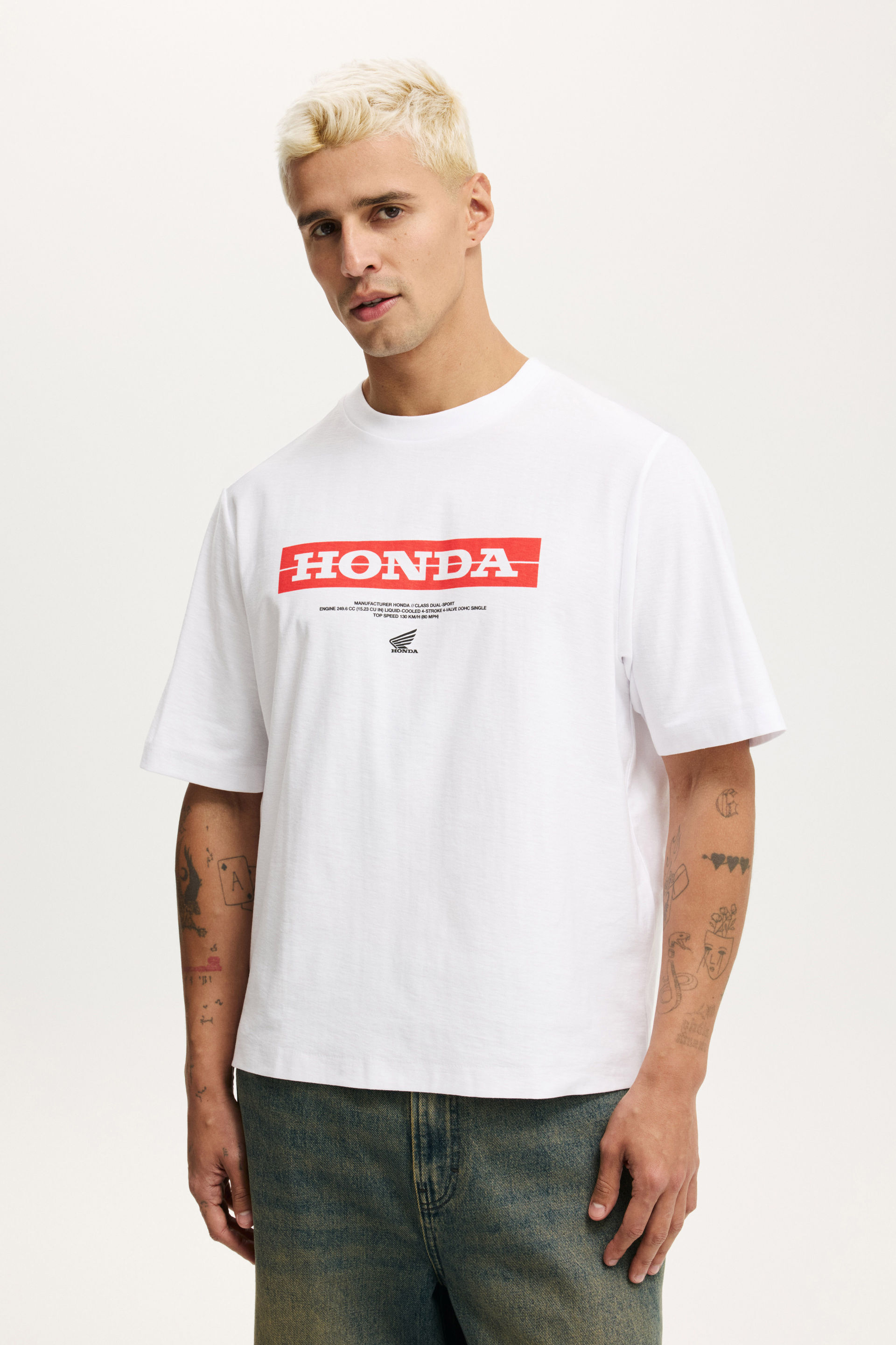 Cropped Fit Honda X Jt Racing T-Shirt lcn hon white / honda - crf 250l