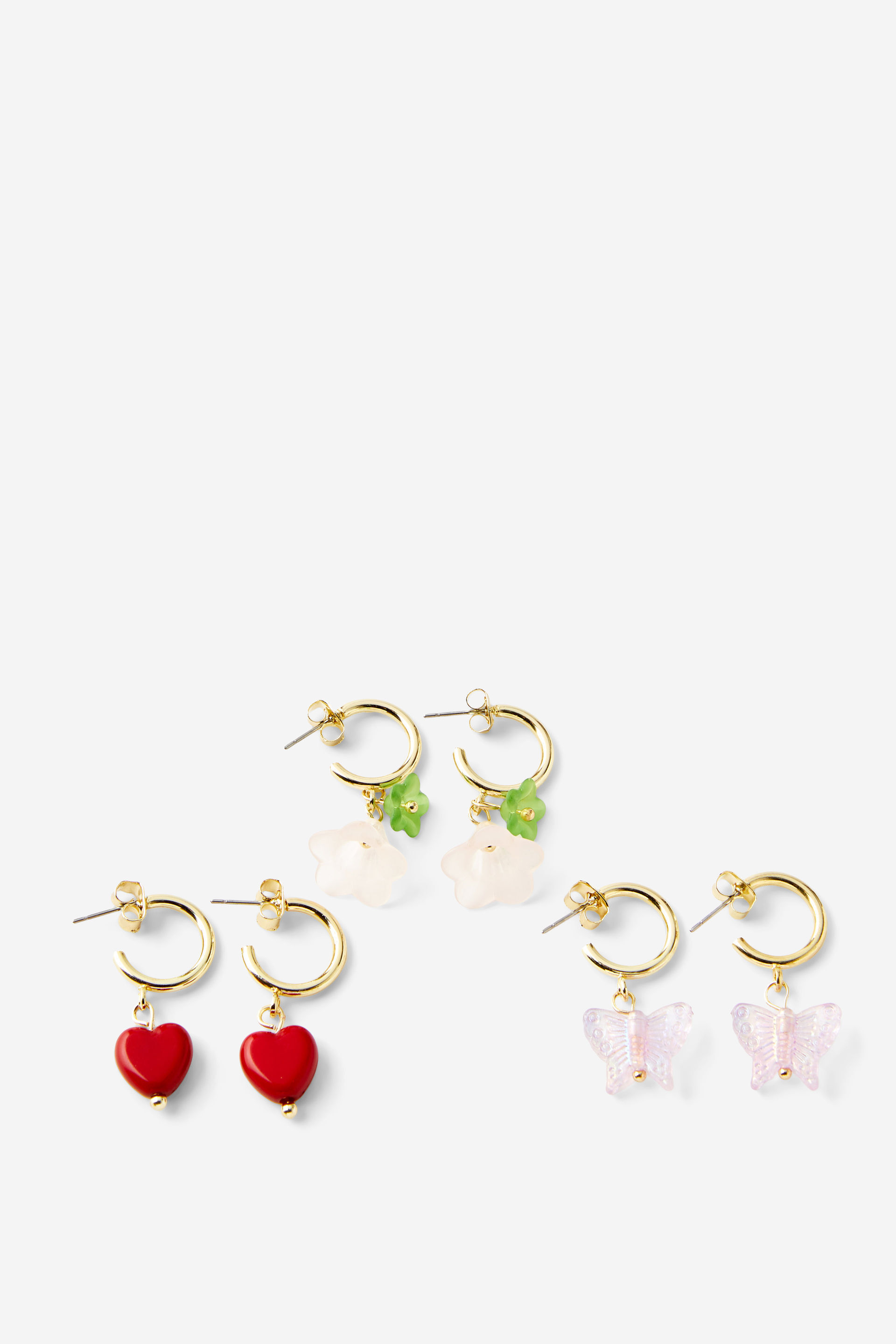 3Pk Mid Earring up multi jelly charm