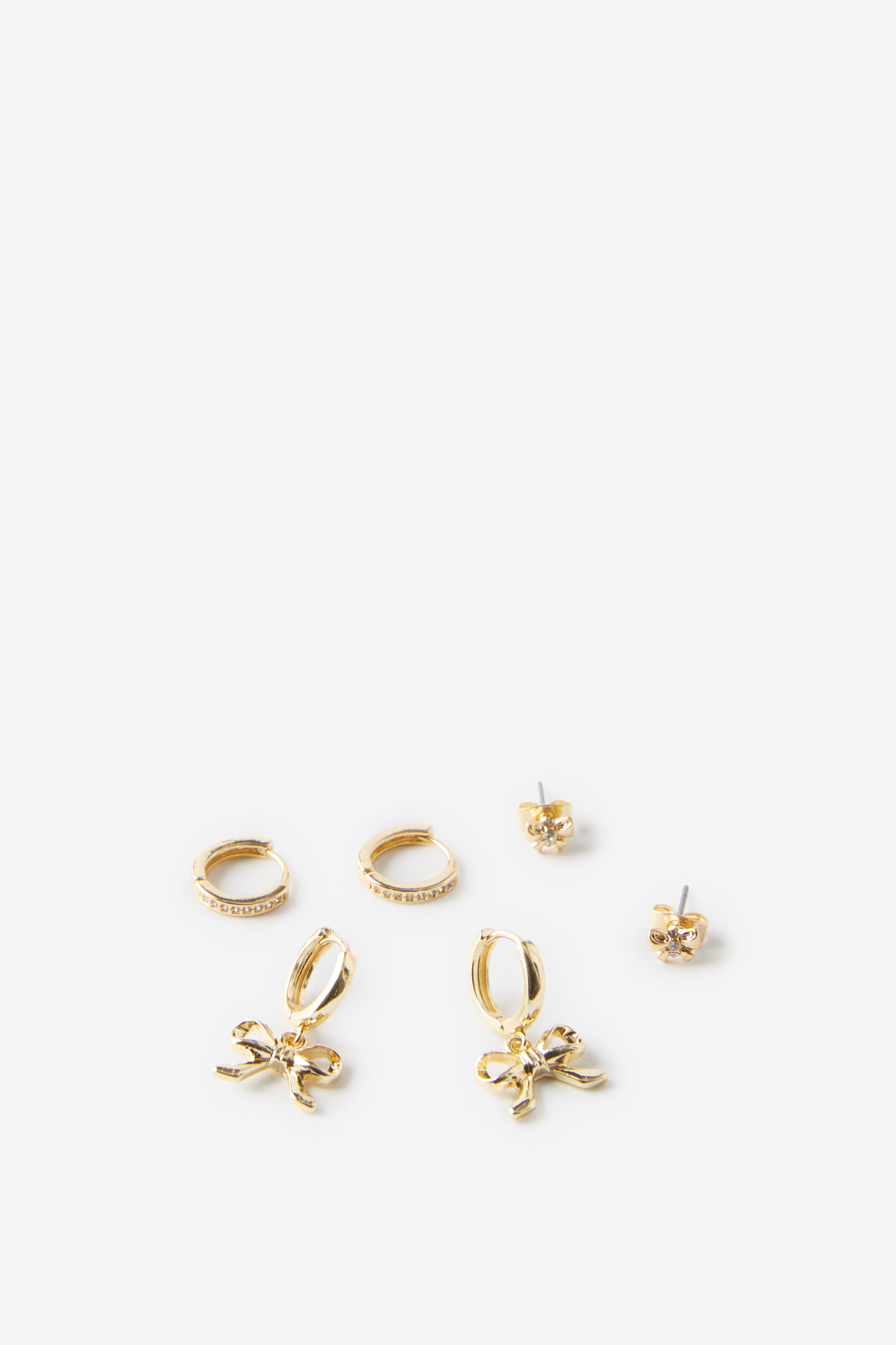 3Pk Small Earring up gold bows