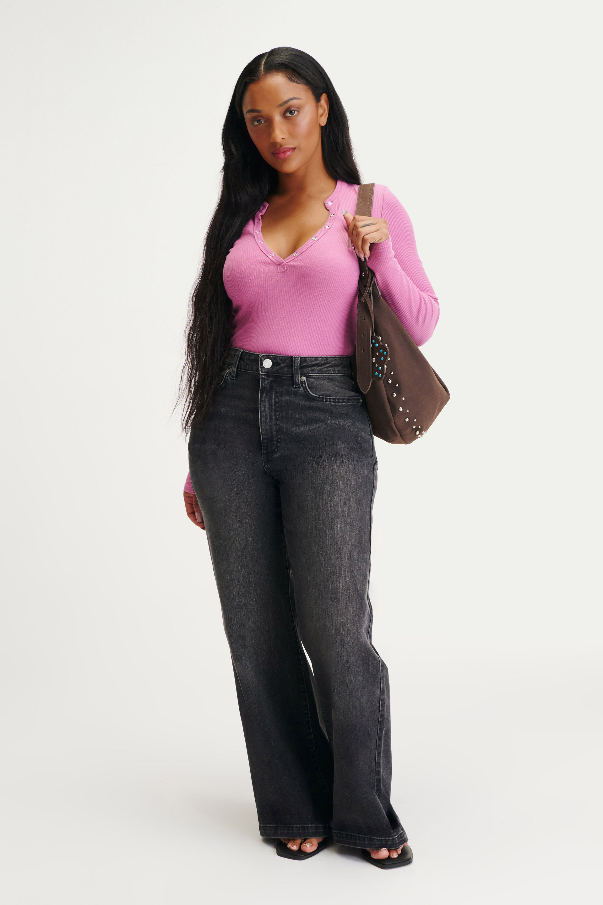 Curvy Stretch Wide Jean slate black